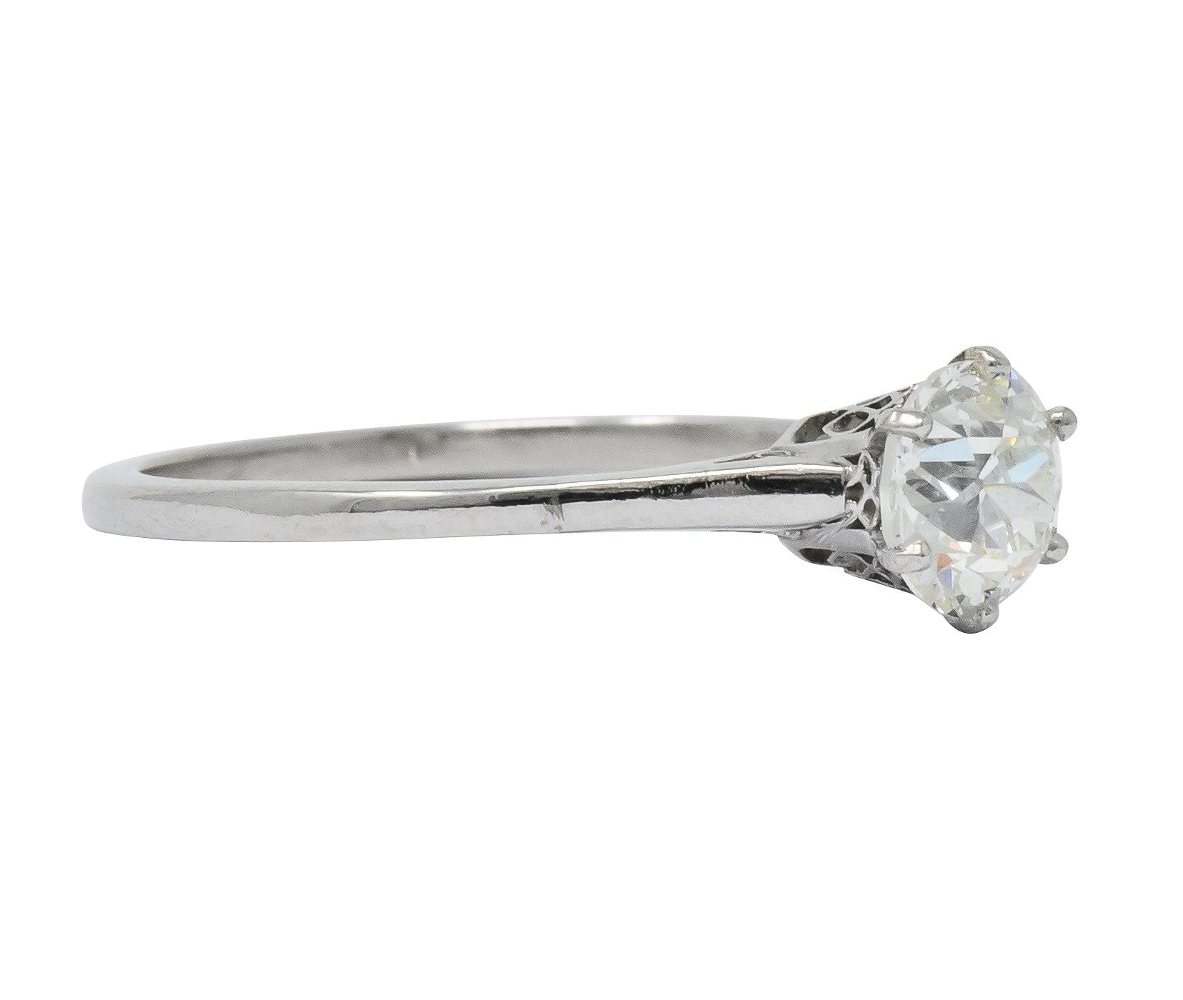 Edwardian 0.85 CTW Diamond 14 Karat White Gold Engagement Ring GIA - Wilson's Estate Jewelry