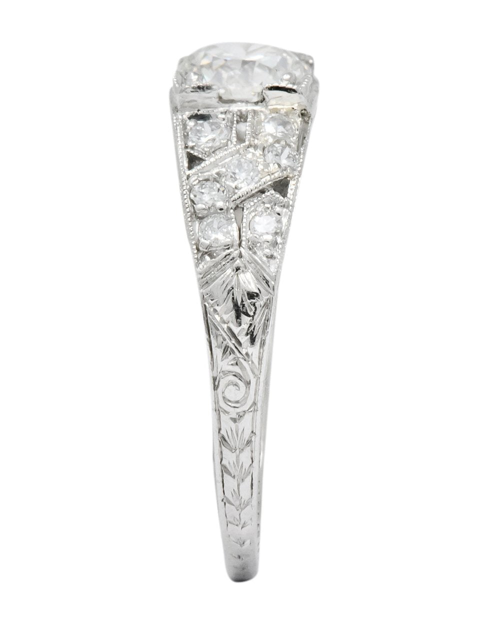Edwardian 1.00 CTW Diamond Platinum Engagement Ring GIA - Wilson's Estate Jewelry