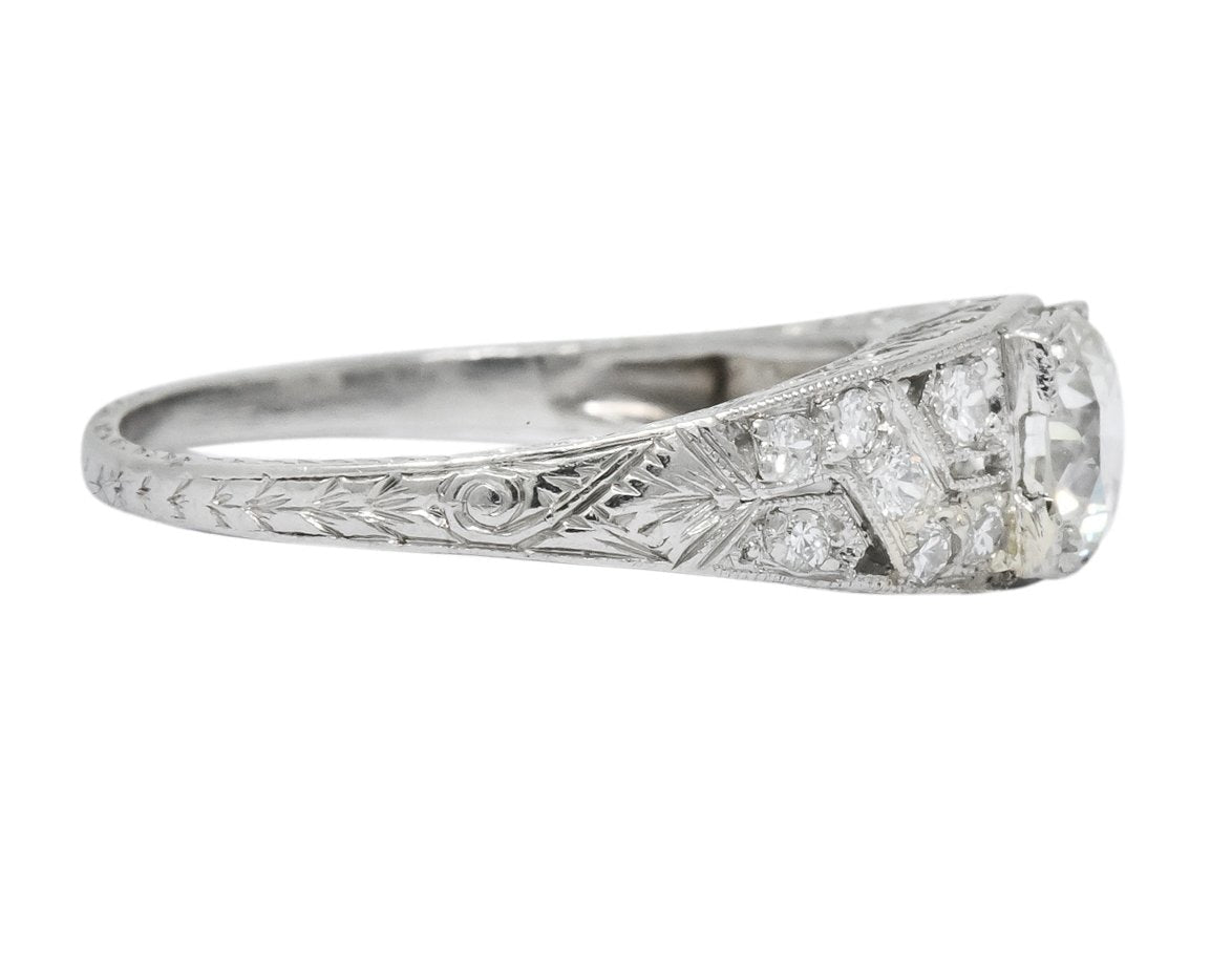 Edwardian 1.00 CTW Diamond Platinum Engagement Ring GIA - Wilson's Estate Jewelry