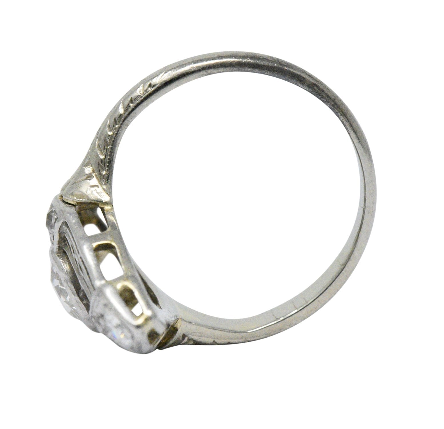 1920's Edwardian 0.57 CTW Diamond Platinum-Topped White Gold Dinner Ring Wilson's Estate Jewelry