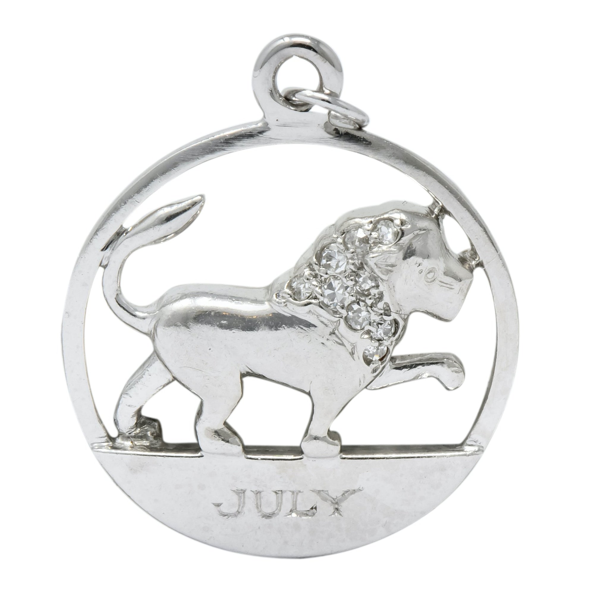 Edwardian Diamond Platinum Leo Lion Zodiac Charm - Wilson's Estate Jewelry