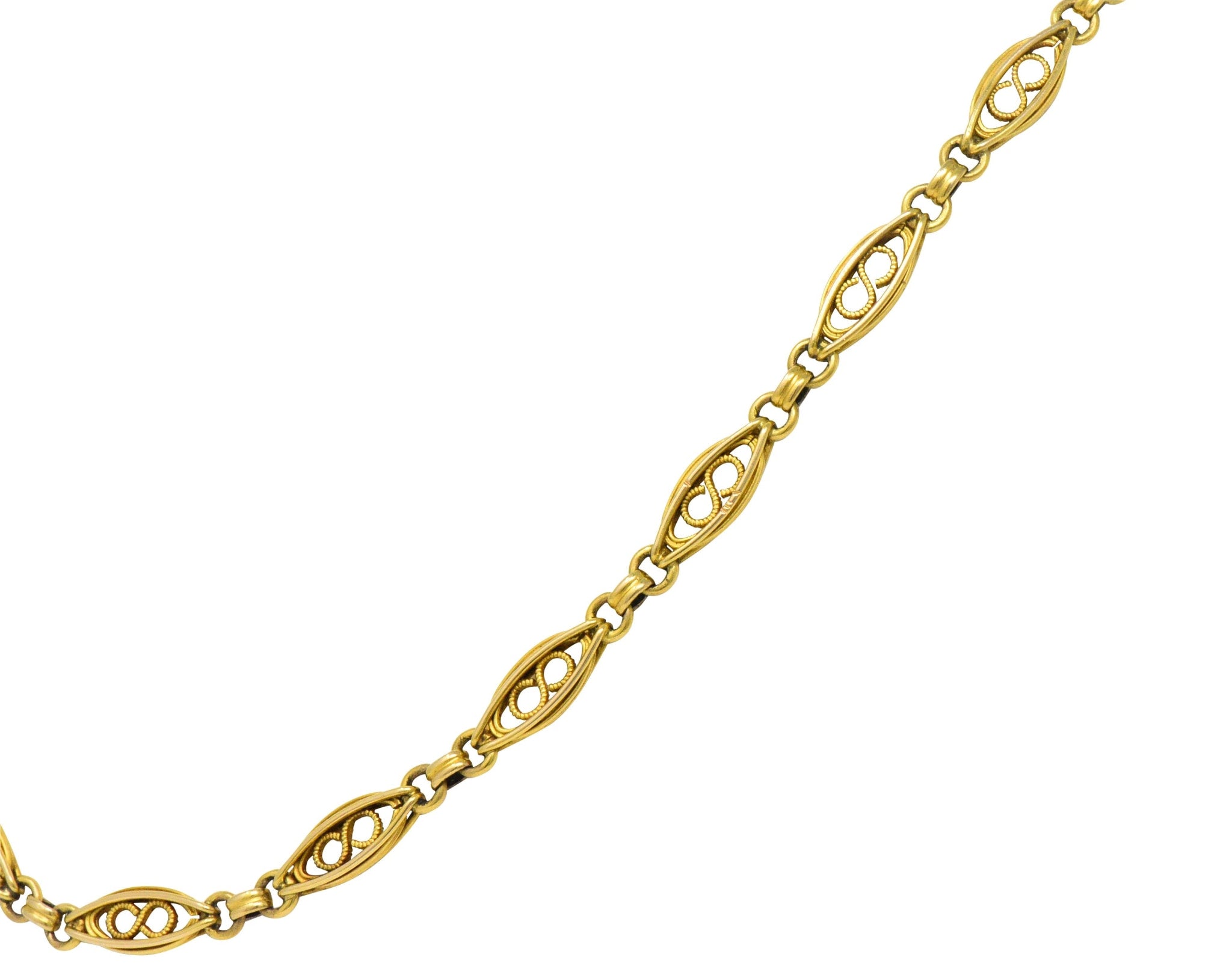 Fancy Victorian 18 Karat Gold Chain Necklace Wilson's Estate Jewelry