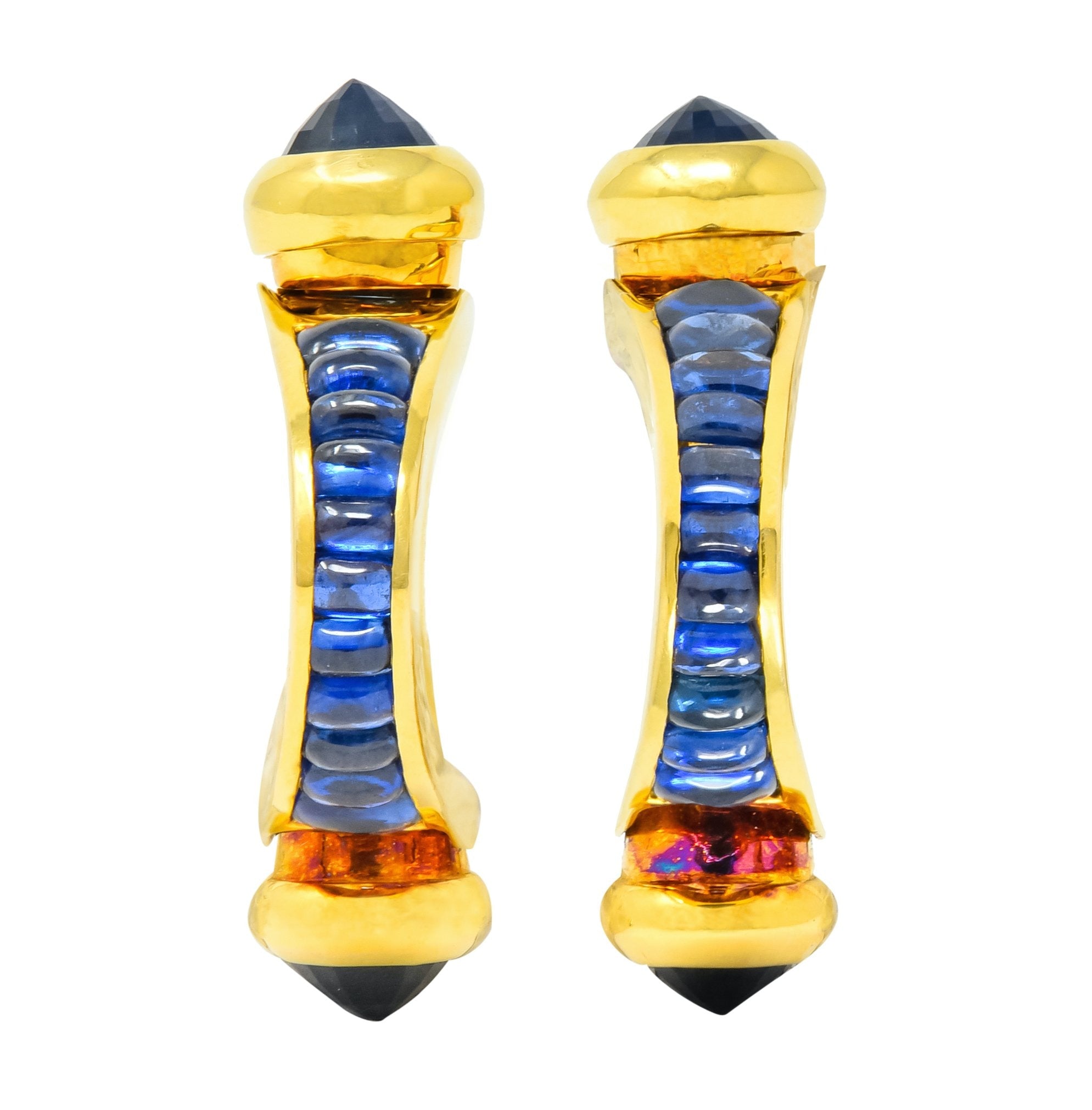 French 5.00 CTW Sapphire 18 Karat Gold French Men's Cufflinks - Wilson's Estate Jewelry