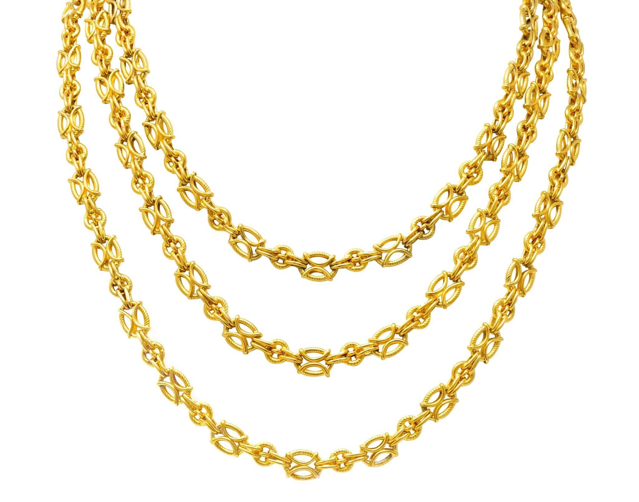 French Victorian 18 Karat Gold 53 Inch Long Chain Necklace - Wilson's Estate Jewelry