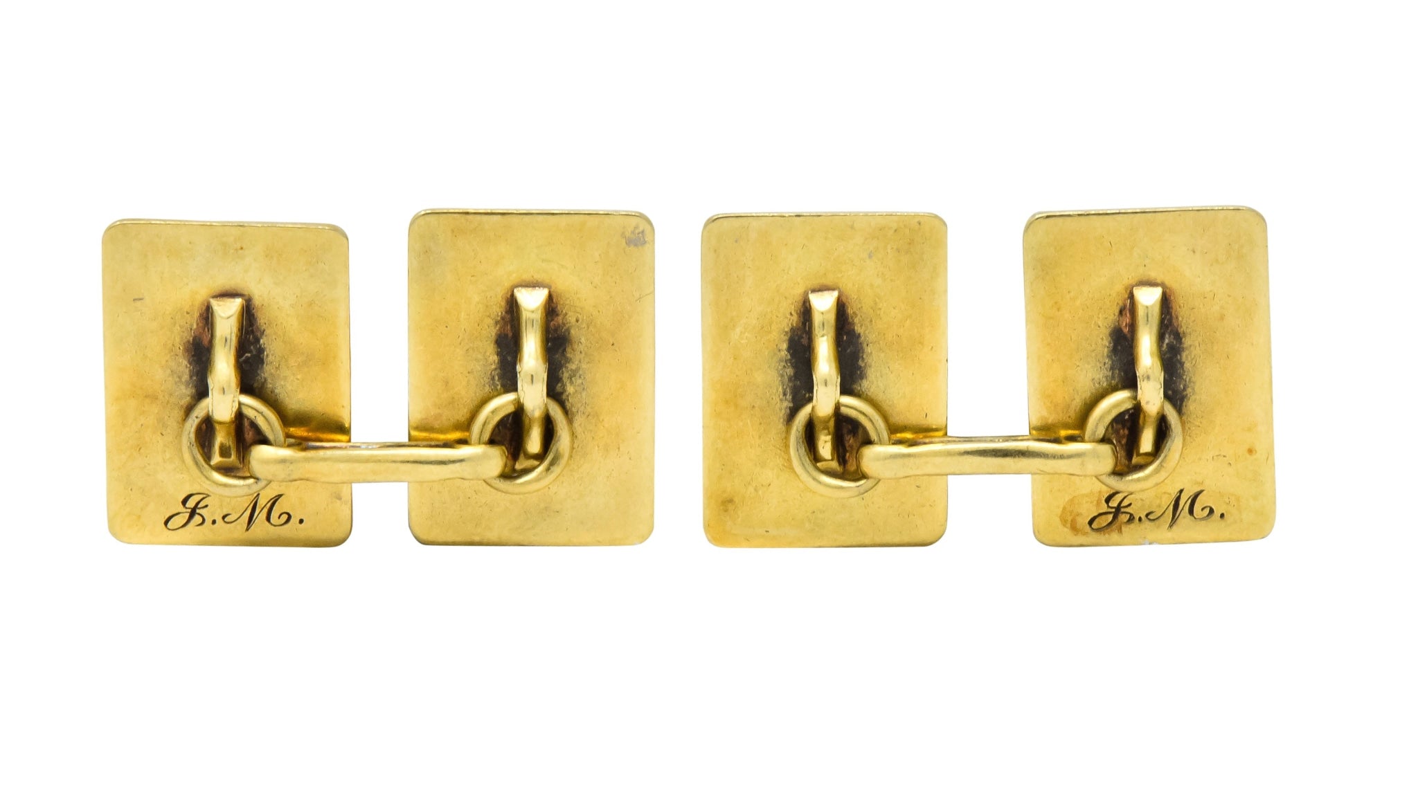 Geoffroy & Co. Art Deco Enamel 14 Karat Gold Men's Cufflinks - Wilson's Estate Jewelry