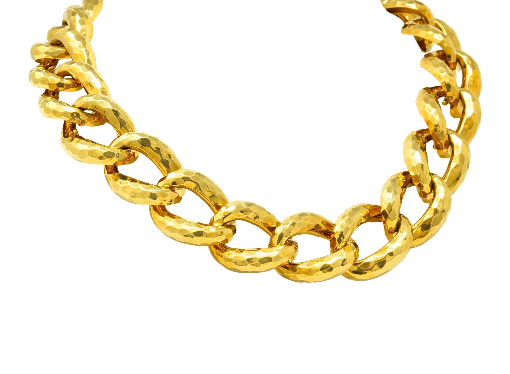 Henry Dunay Vintage 18 Karat Gold Faceted Curb Link Necklace Circa 1980 - Wilson's Estate Jewelry