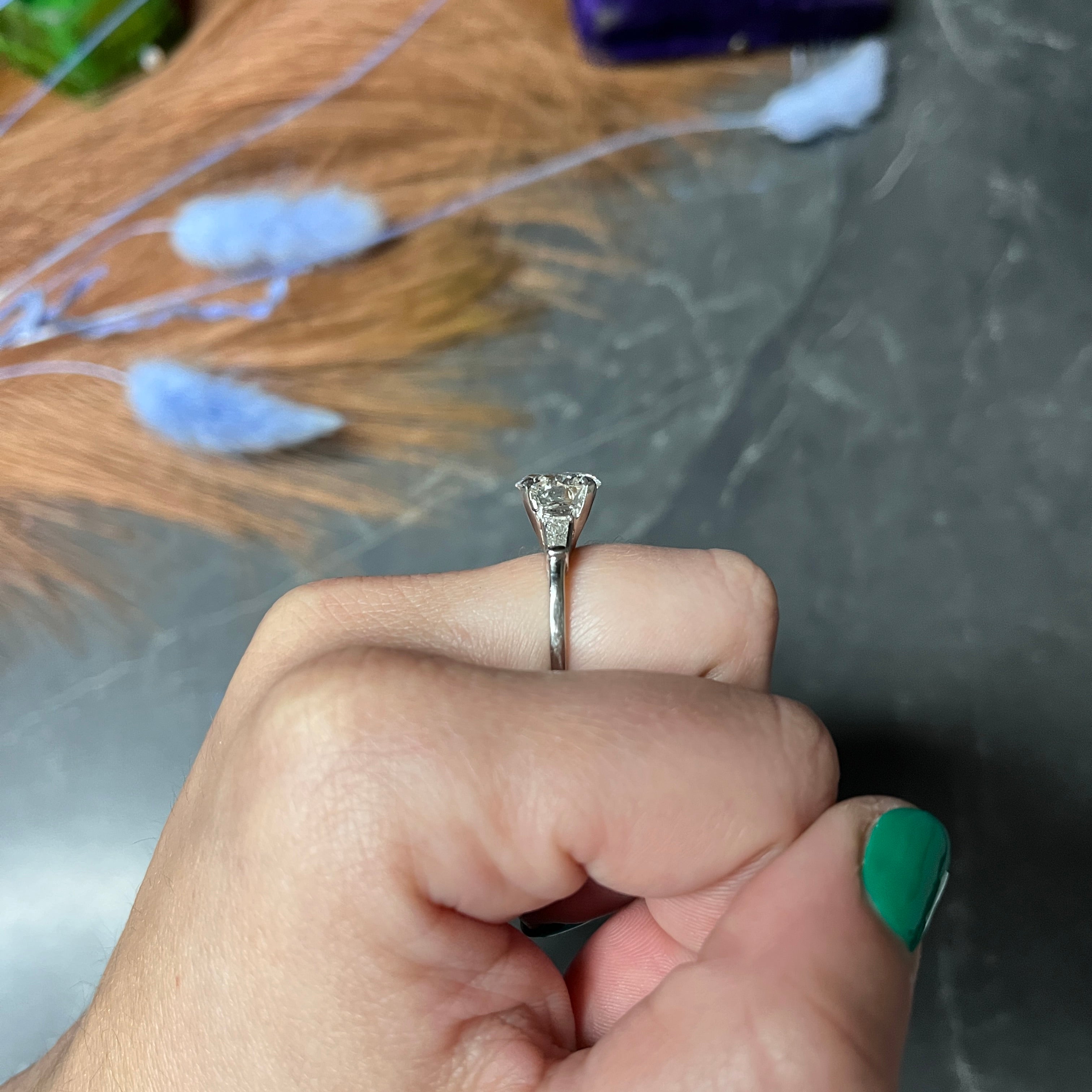 Vintage 3.15 CTW Diamond Platinum Engagement Ring GIA Wilson's Estate Jewelry
