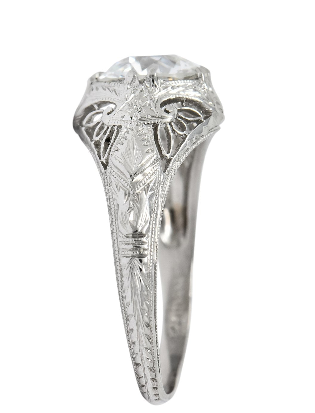 Intricate Edwardian 1.55 CTW Transitional Cut Diamond Engagement Ring Circa 1915 GIA - Wilson's Estate Jewelry