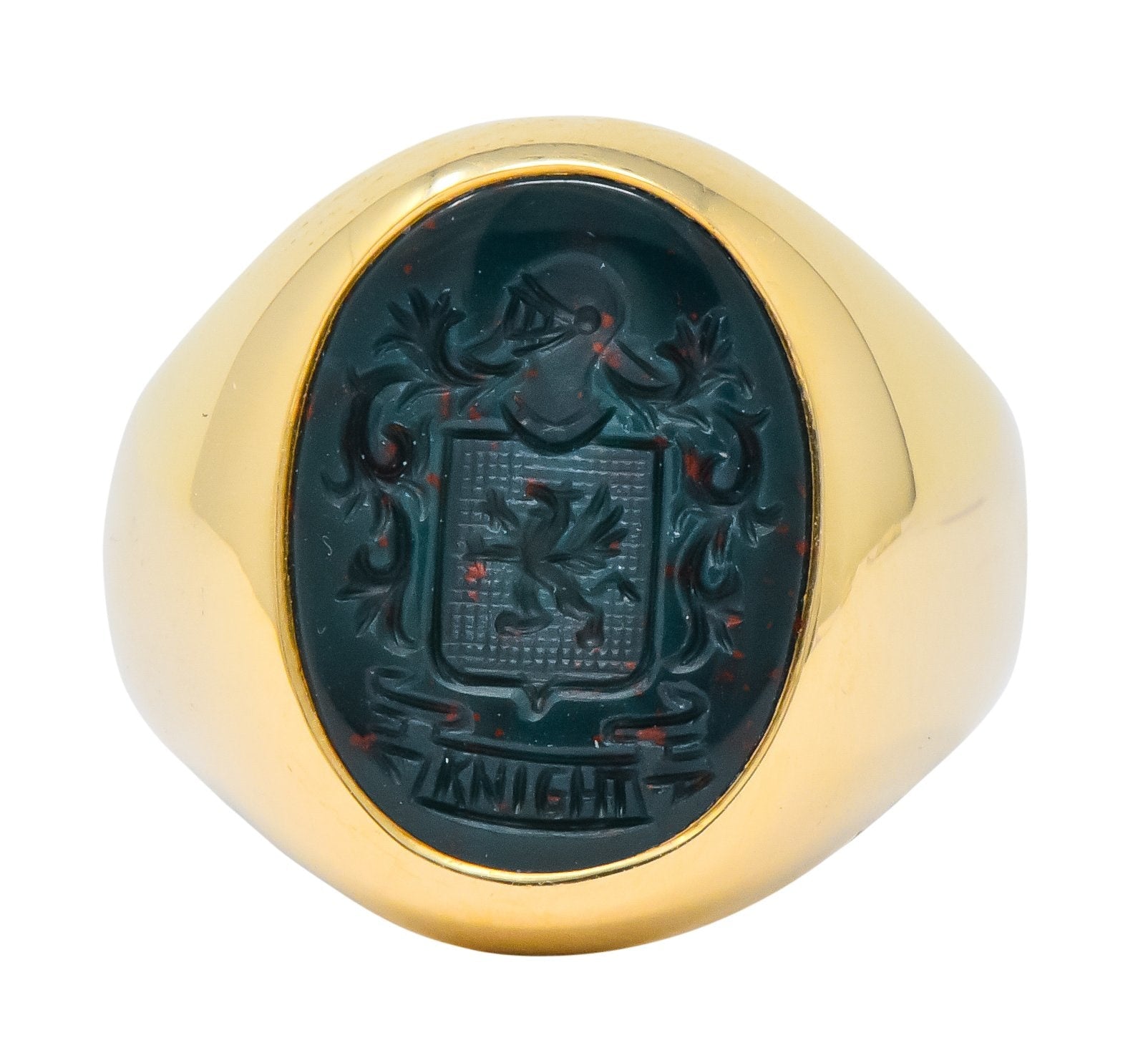 Larter & Sons Art Deco Intaglio Bloodstone 14 Karat Gold Unisex Signet Ring - Wilson's Estate Jewelry