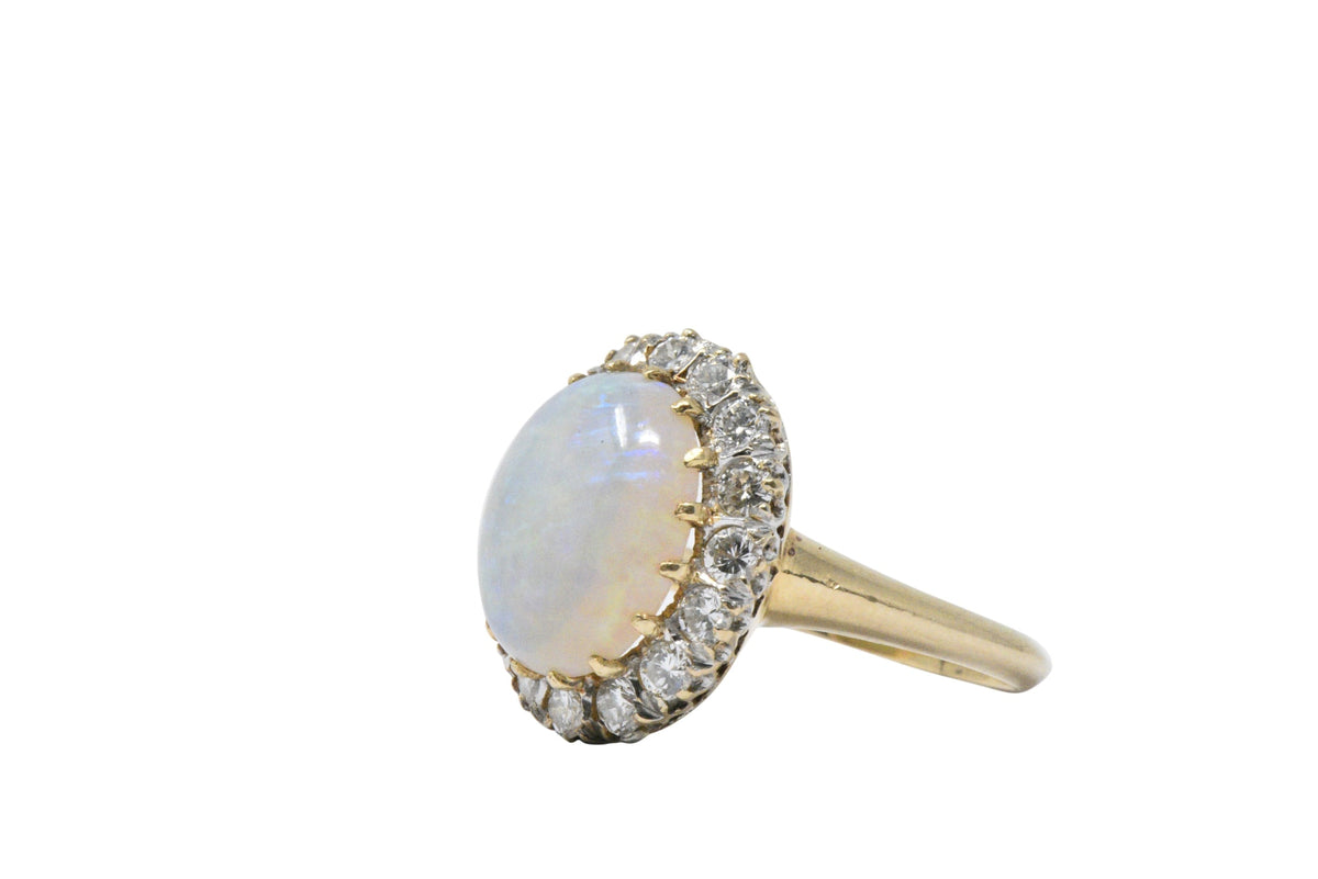 Late Victorian 0.65 CTW Diamond, Opal & 14K Gold Ring Wilson's Estate Jewelry