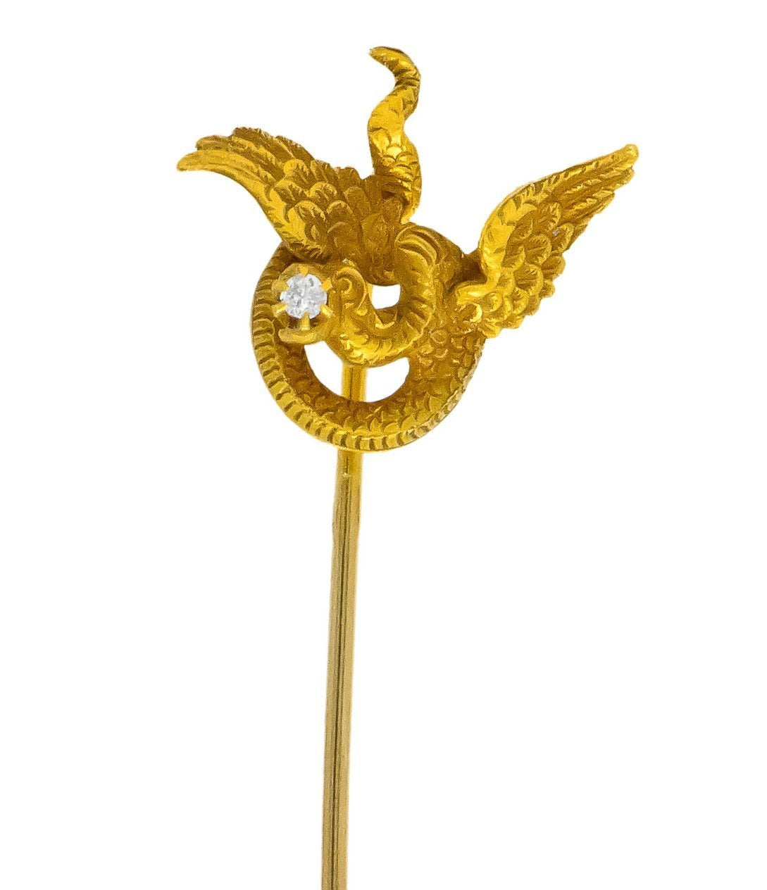 Late Victorian Diamond 14 Karat Gold Basilisk Stickpin - Wilson's Estate Jewelry