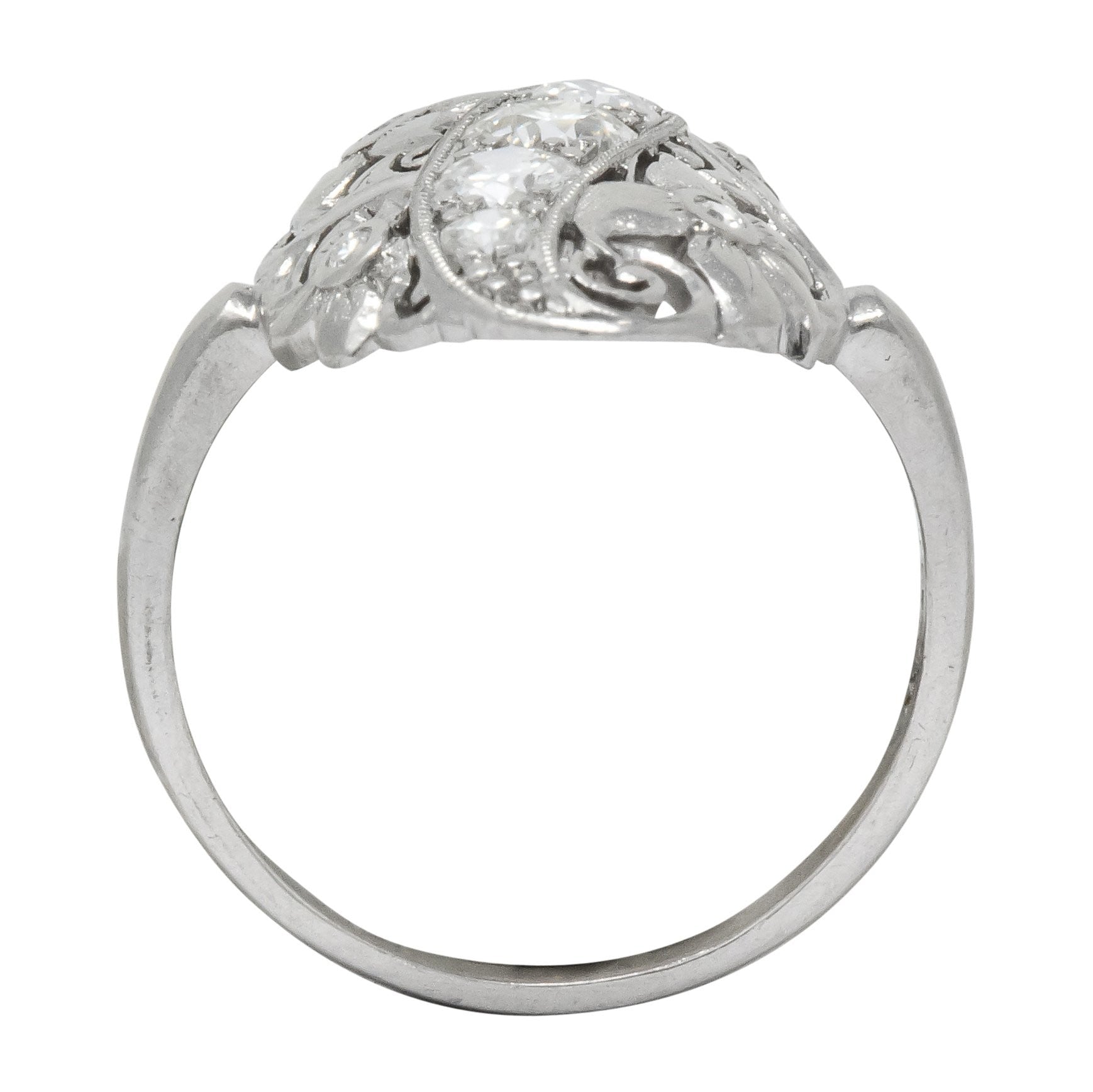 Ornate Edwardian 0.80 CTW Diamond Platinum Floral Dinner Ring Circa 1915 - Wilson's Estate Jewelry