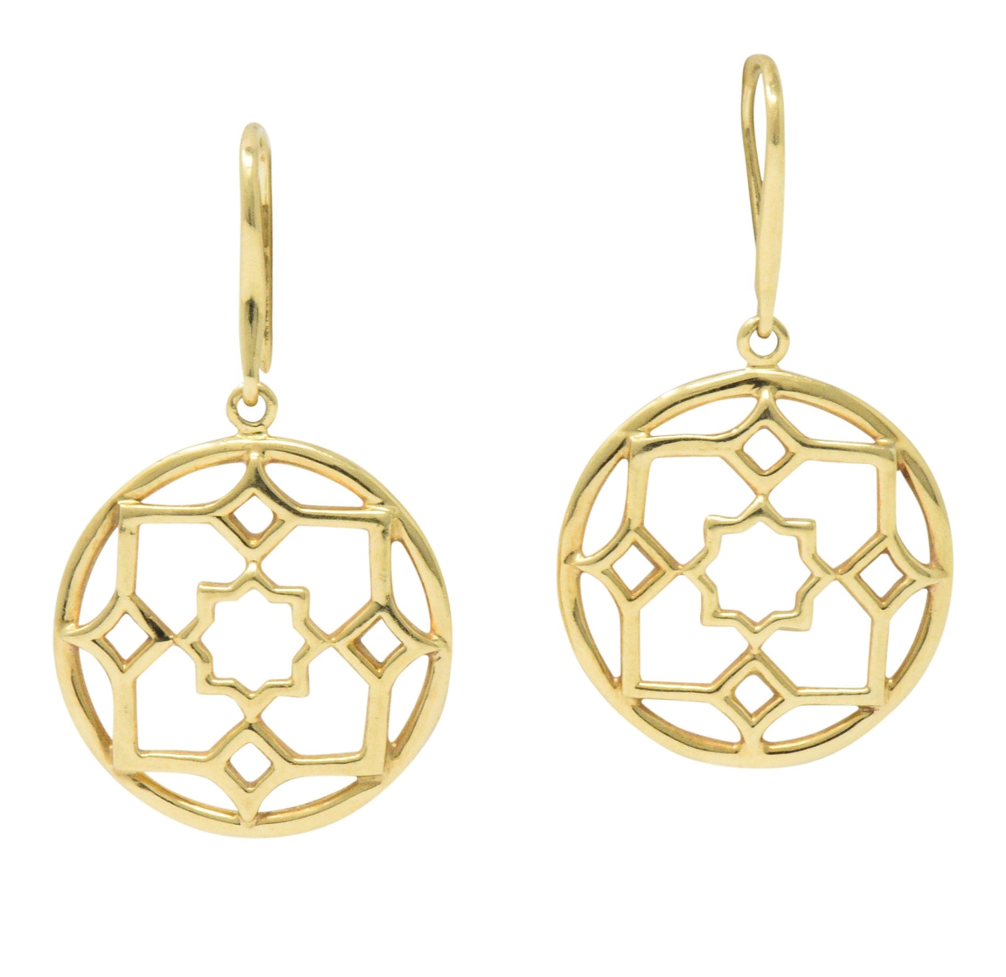 Paloma Picasso Tiffany & Co. 18 Karat Gold Zellige Drop Earrings Wilson's Estate Jewelry