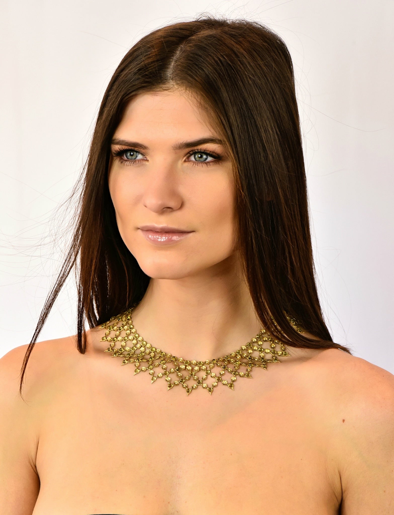 Paul Morelli 30.52 CTW Peridot Diamond 18 Karat Green Gold Floral Lace Fringe Necklace - Wilson's Estate Jewelry