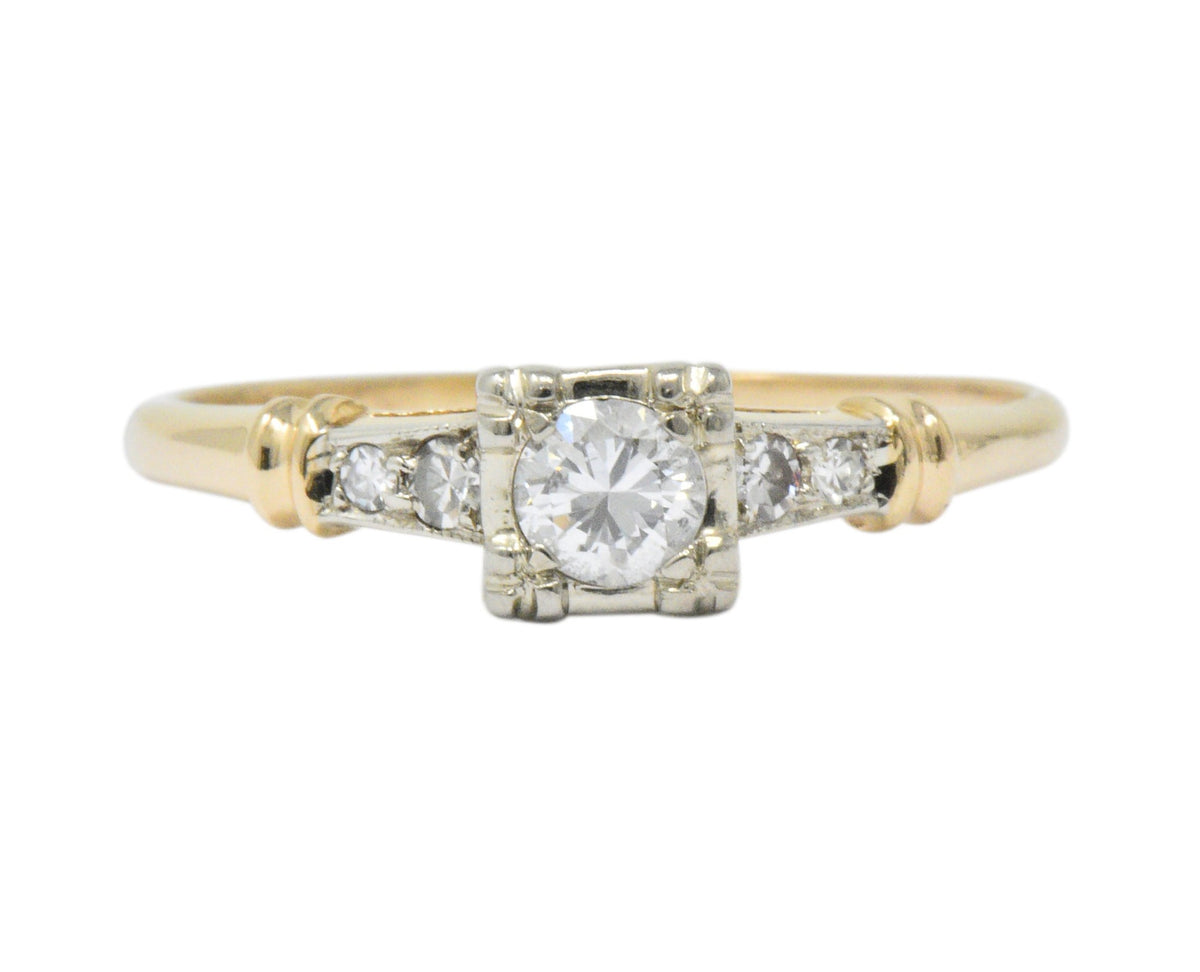 Retro 0.32 CTW Diamond 14 Karat Gold Engagement Ring Circa 1940 Wilson's Estate Jewelry