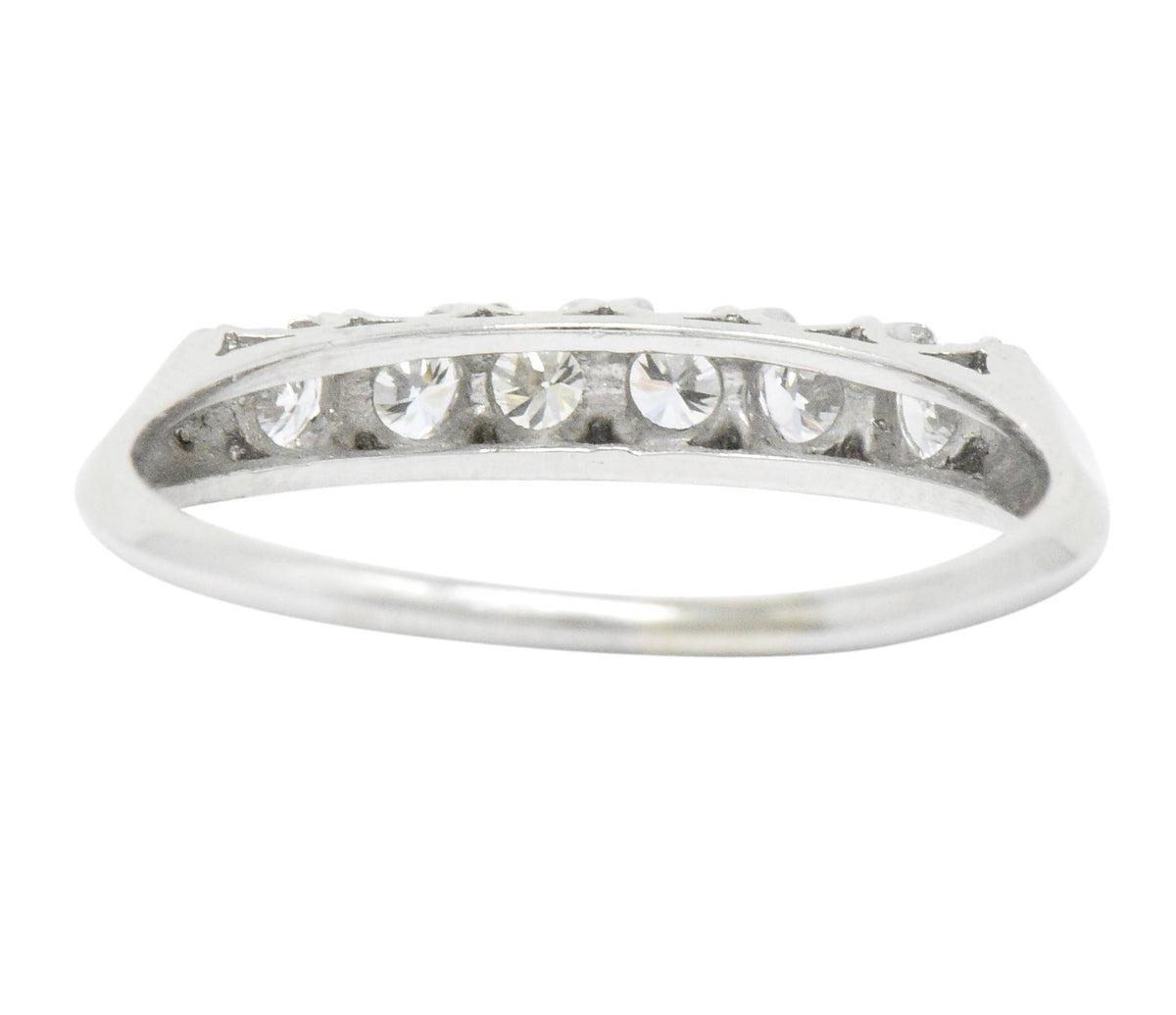 Retro 0.50 CTW Diamond Platinum Anniversary Stackable Ring Wilson's Estate Jewelry