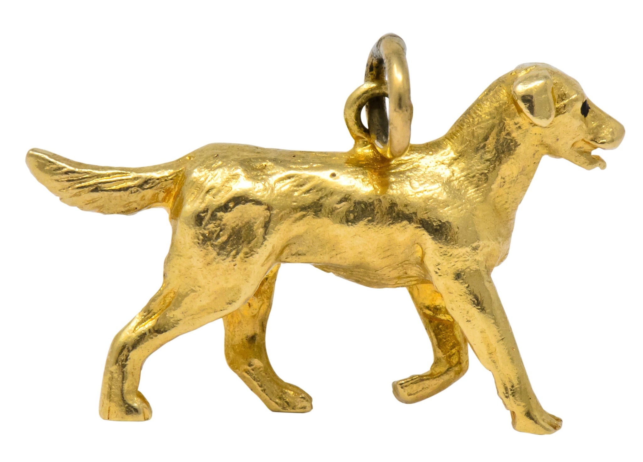 Retro 1950's Enamel 14 Karat Gold Realistic Dog Charm - Wilson's Estate Jewelry