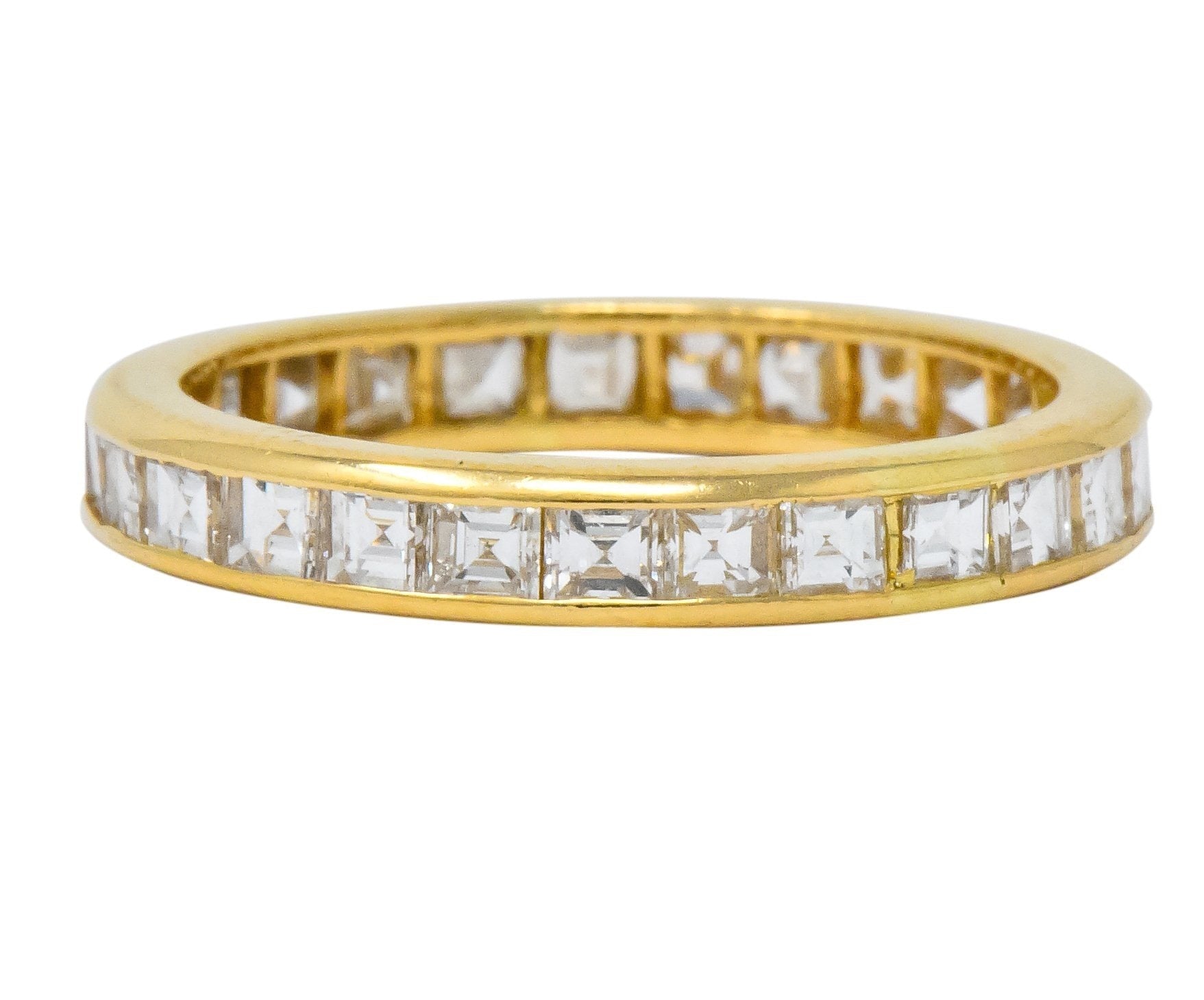 Sleek Oscar Heyman Contemporary 1.35 CTW Square Step Cut Diamond 18 Karat Gold Eternity Band - Wilson's Estate Jewelry