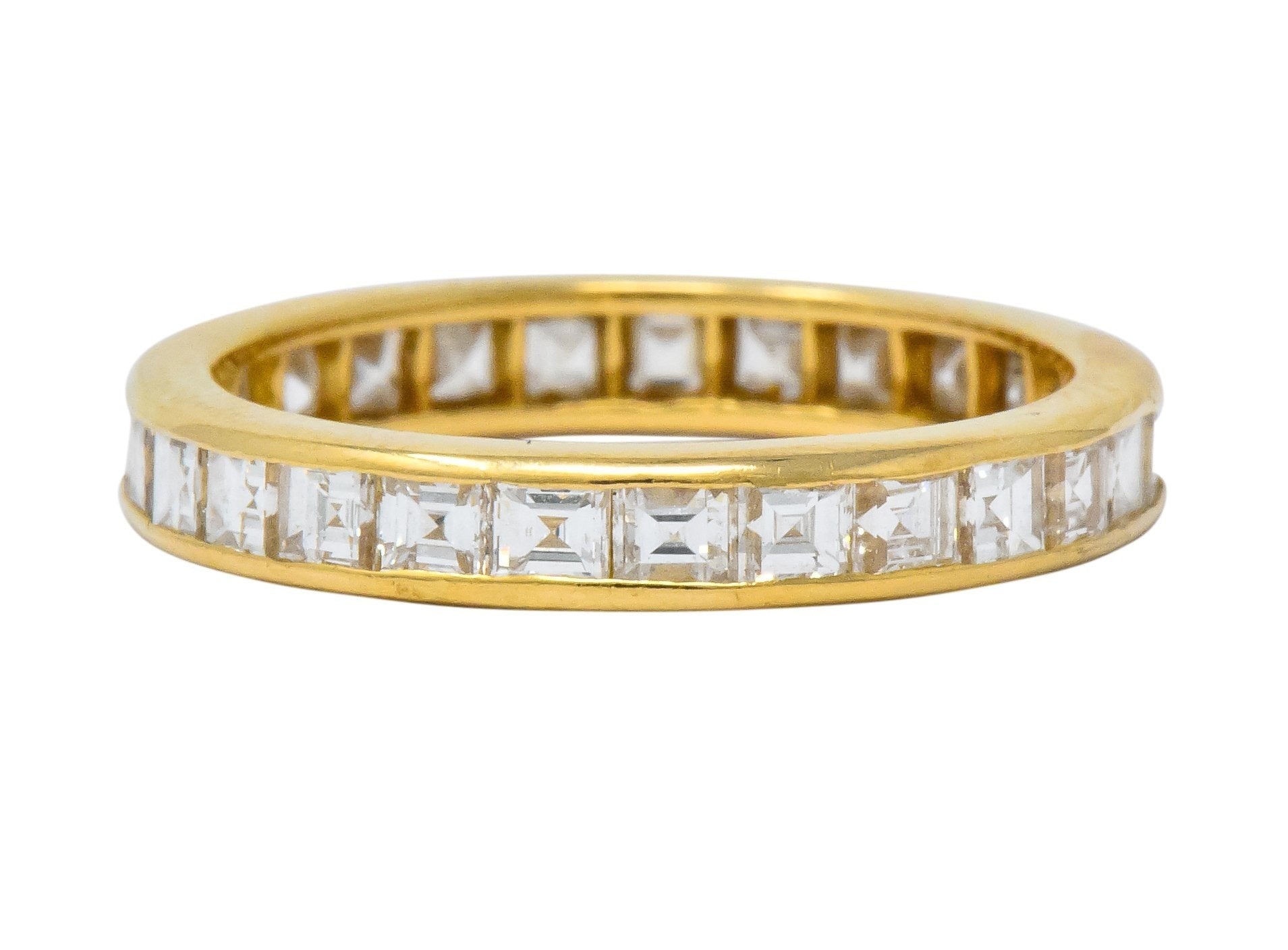 Sleek Oscar Heyman Contemporary 1.35 CTW Square Step Cut Diamond 18 Karat Gold Eternity Band - Wilson's Estate Jewelry
