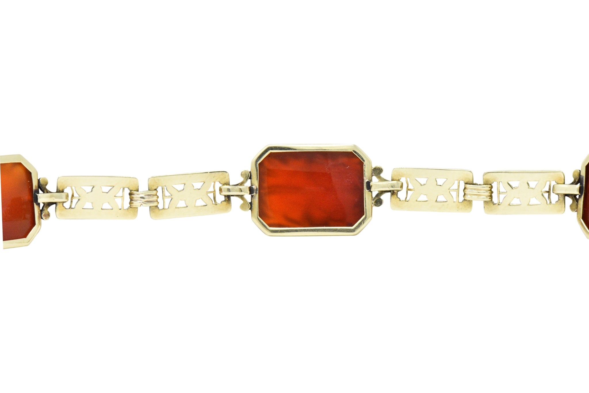 Theberath & Co. Art Nouveau Carnelian 14 Karat Gold Bracelet - Wilson's Estate Jewelry