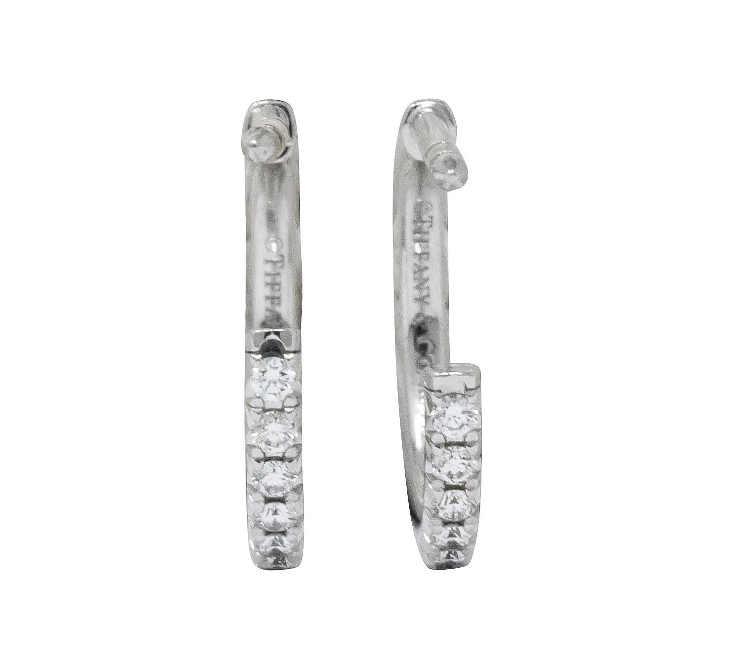 Tiffany & Co. 0.50 CTW Diamond 18 White Gold Hoop Earrings - Wilson's Estate Jewelry