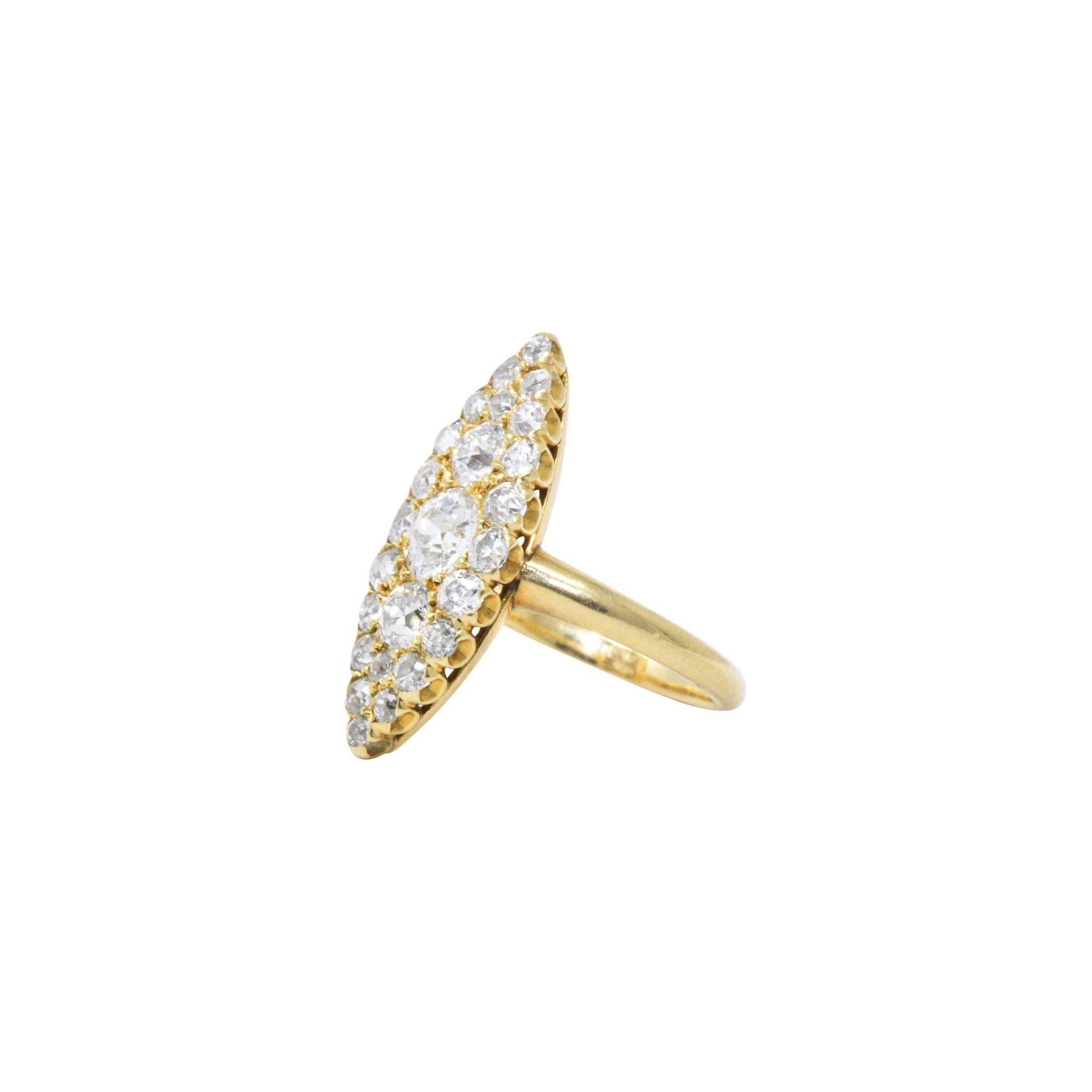 Tiffany & Co. 1.40 CTW Victorian Diamond & 18K Yellow Gold Navette Ring Wilson's Estate Jewelry