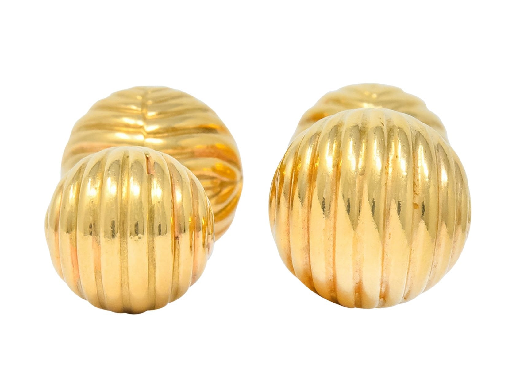 Tiffany & Co. 1960's Vintage 14 Karat Gold Ridged Ball Men's Cufflinks - Wilson's Estate Jewelry