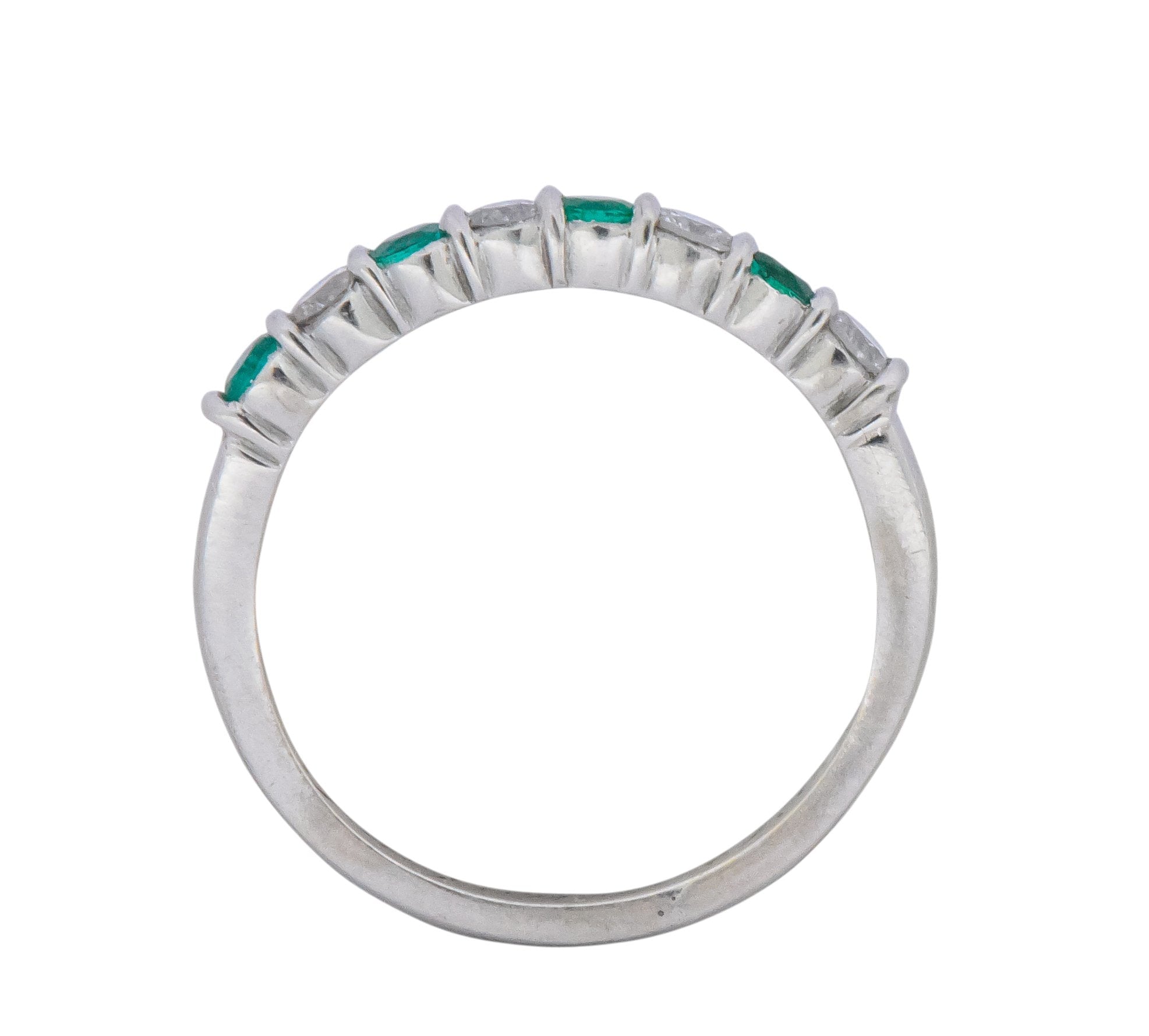 Tiffany & Co. Contemporary 0.24 CTW Diamond Emerald Platinum Anniversary Band Ring - Wilson's Estate Jewelry