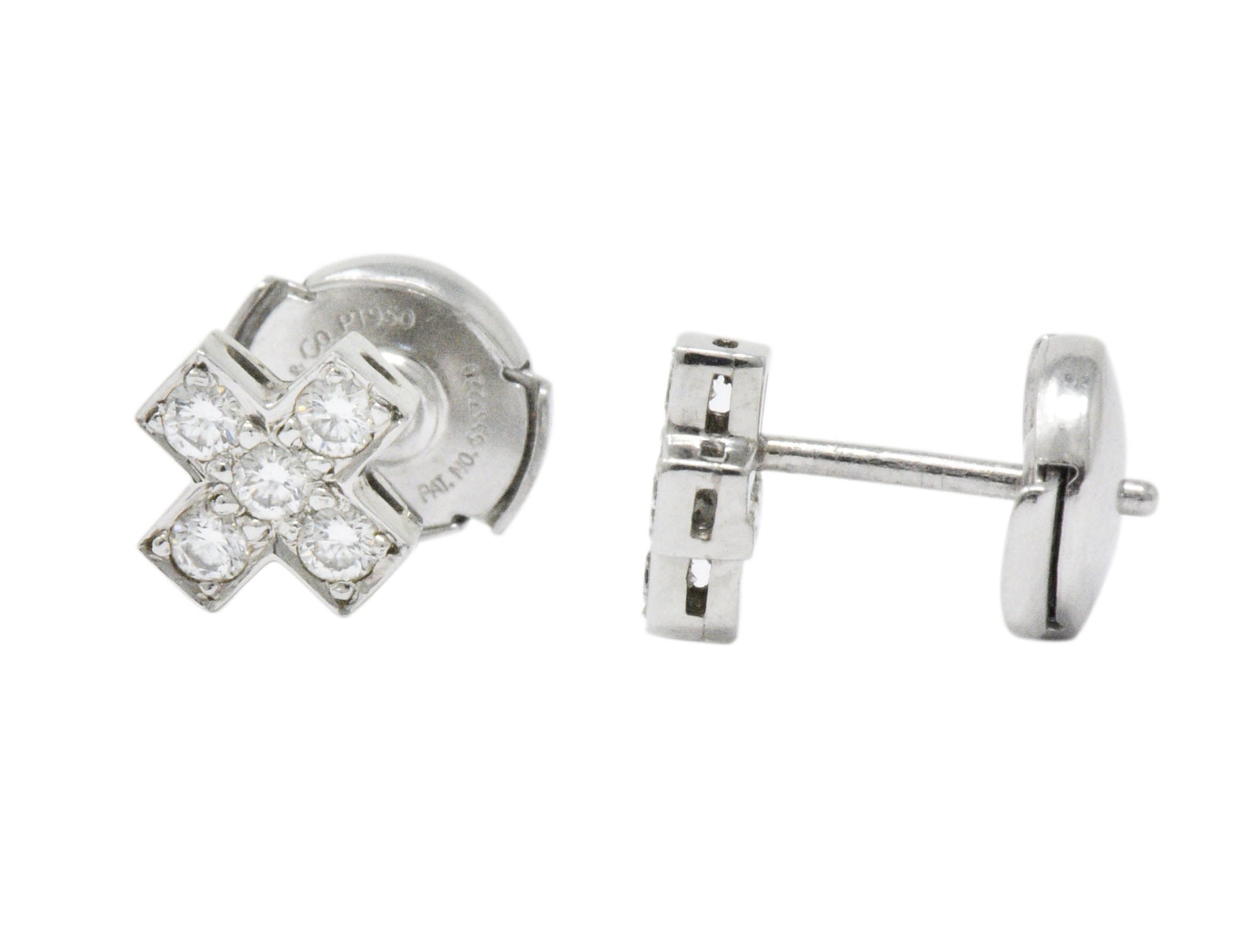 Tiffany & Co. Contemporary 0.30 CTW Diamond Platinum Cruciform Earrings Wilson's Estate Jewelry