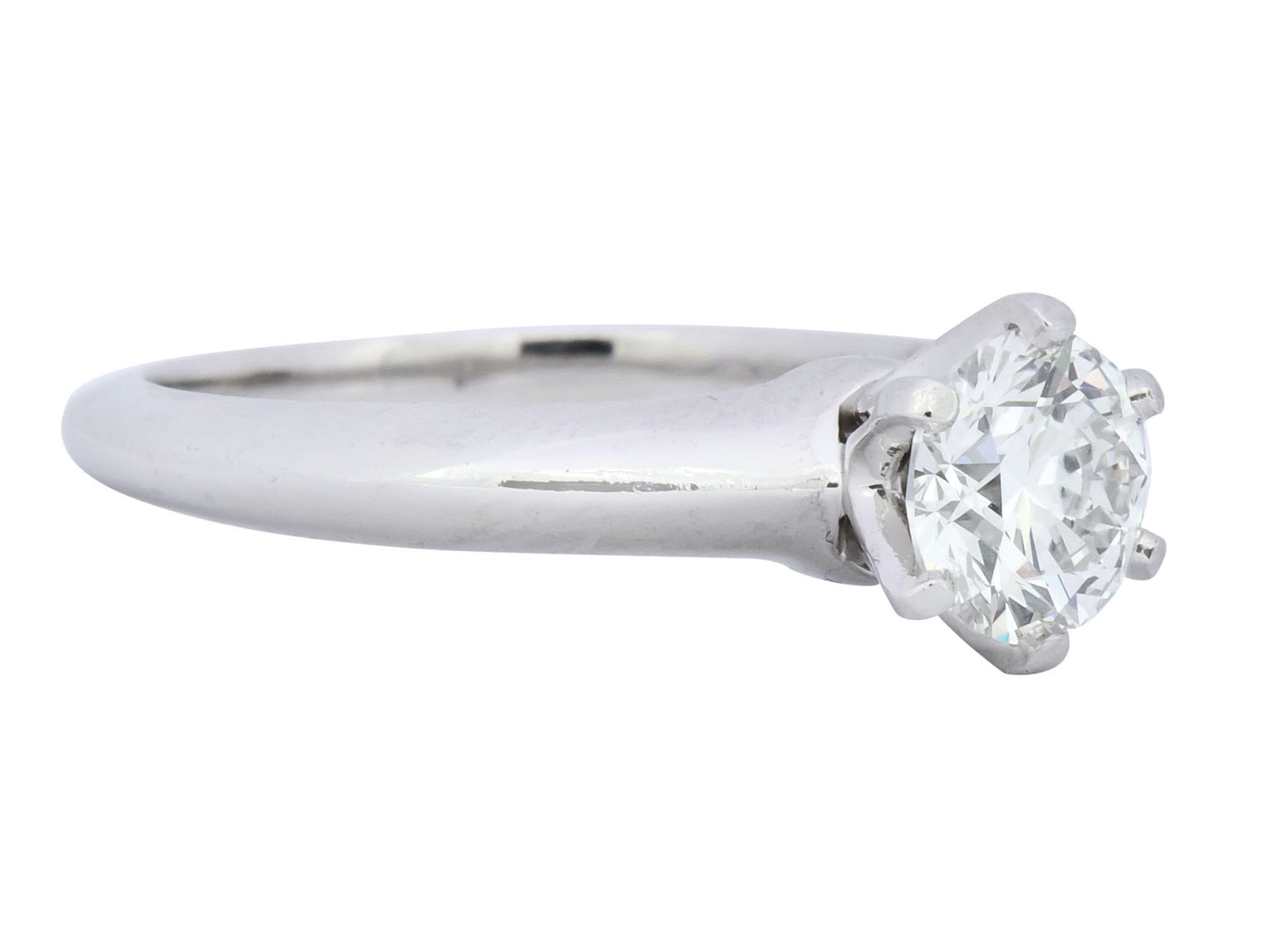 Tiffany & Co. Contemporary 0.81 CTW Diamond Platinum Solitaire Engagement Ring GIA - Wilson's Estate Jewelry