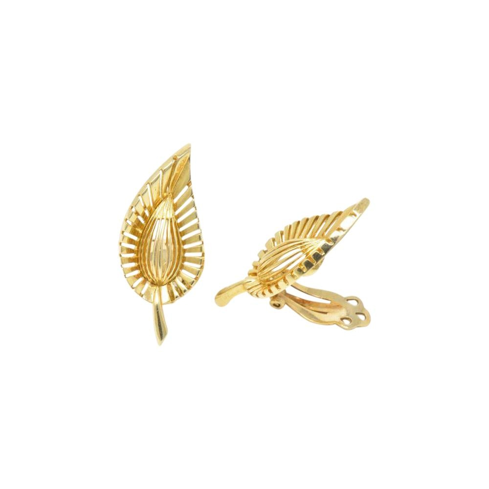 Tiffany & Co. Vintage 14K Yellow Gold Leaf Clip Earrings Wilson's Estate Jewelry