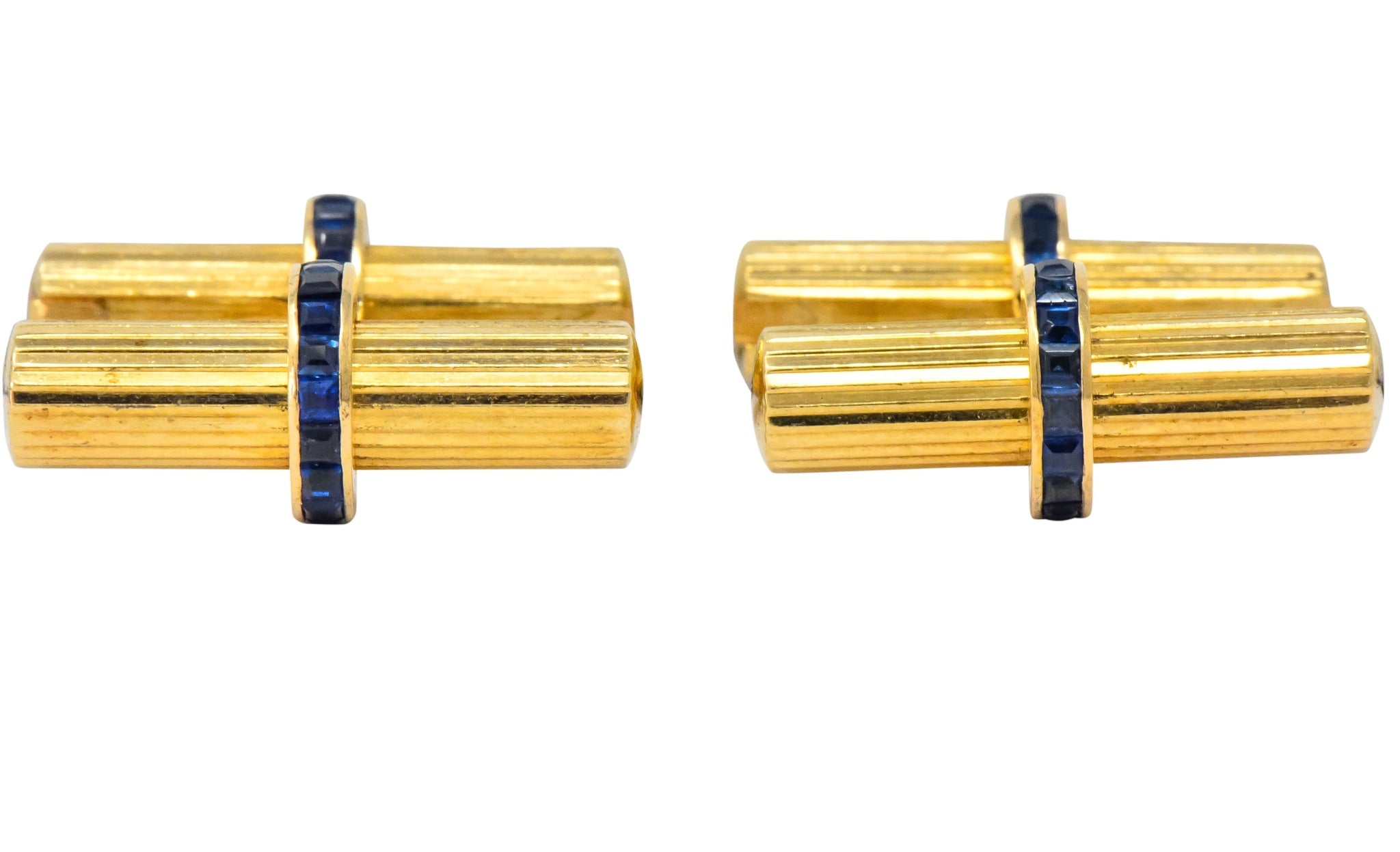 Tiffany & Co Vintage Sapphire 14 Karat Gold Cufflinks - Wilson's Estate Jewelry