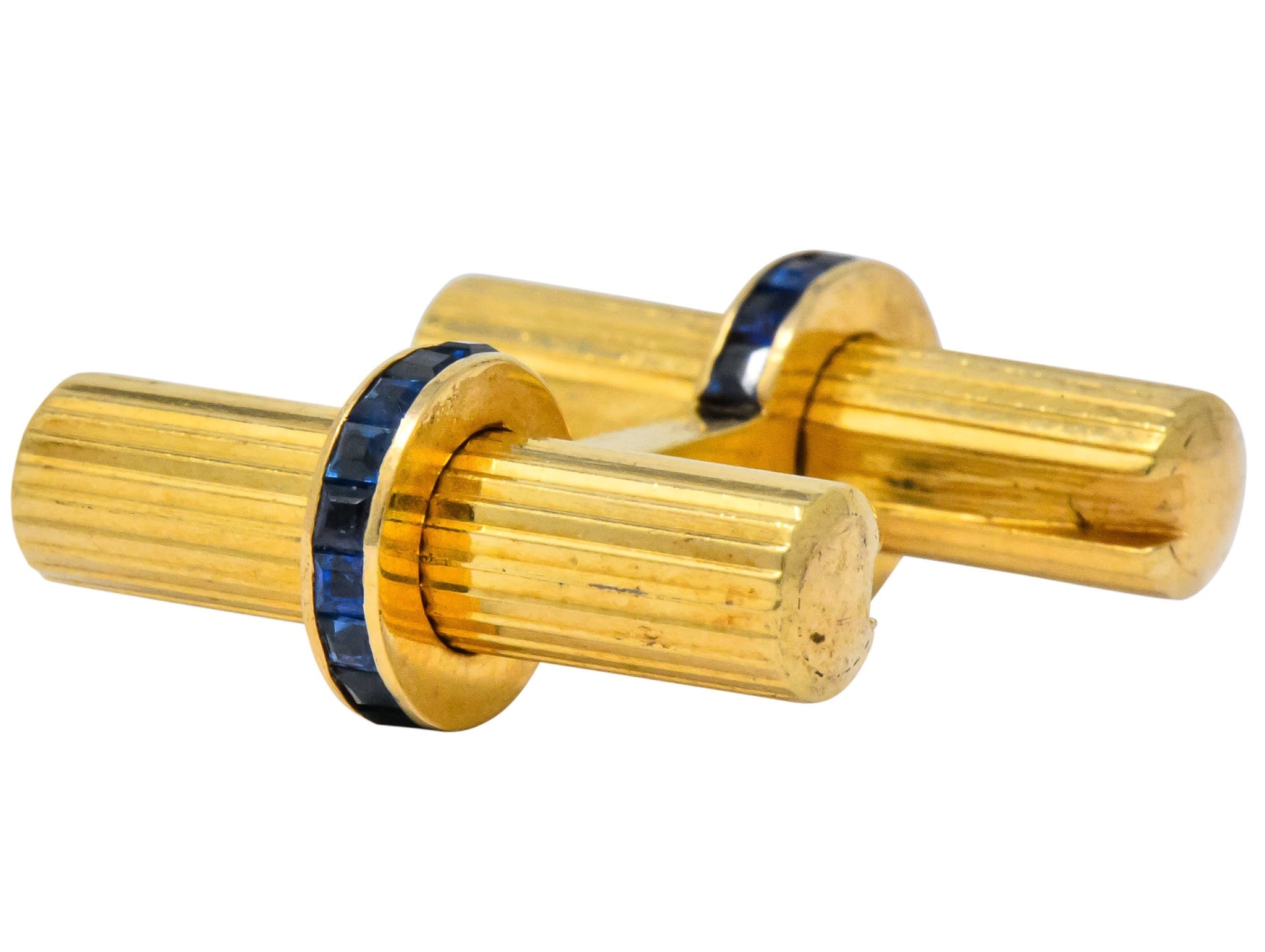 Tiffany & Co Vintage Sapphire 14 Karat Gold Cufflinks - Wilson's Estate Jewelry