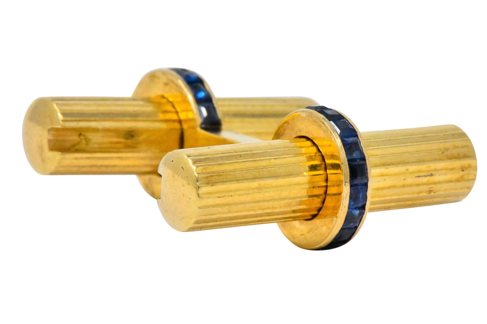 Tiffany & Co Vintage Sapphire 14 Karat Gold Cufflinks - Wilson's Estate Jewelry