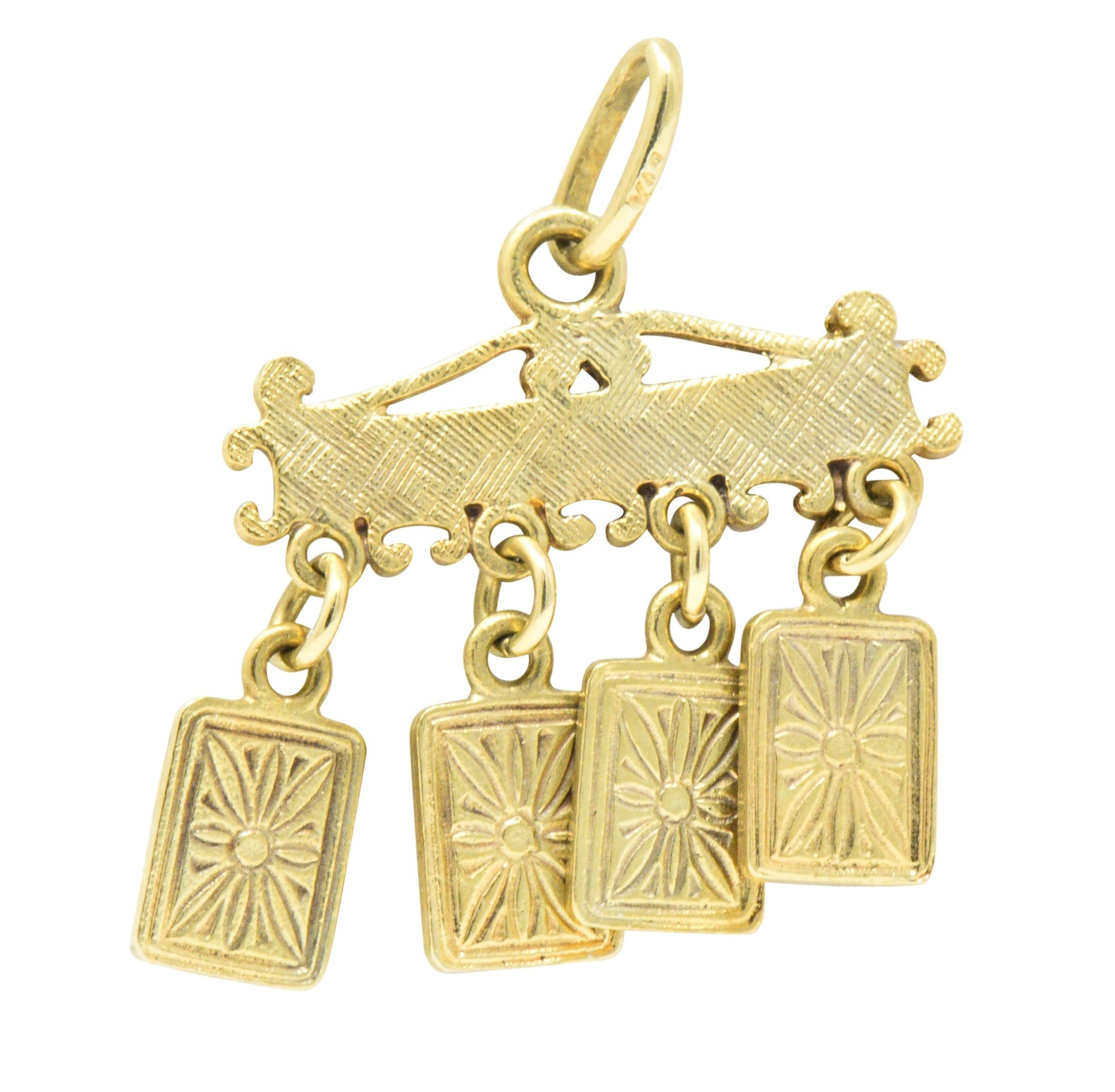 Unique Victorian Enamel 18 Karat Gold Playing Cards Charm Wilson's Estate Jewelry