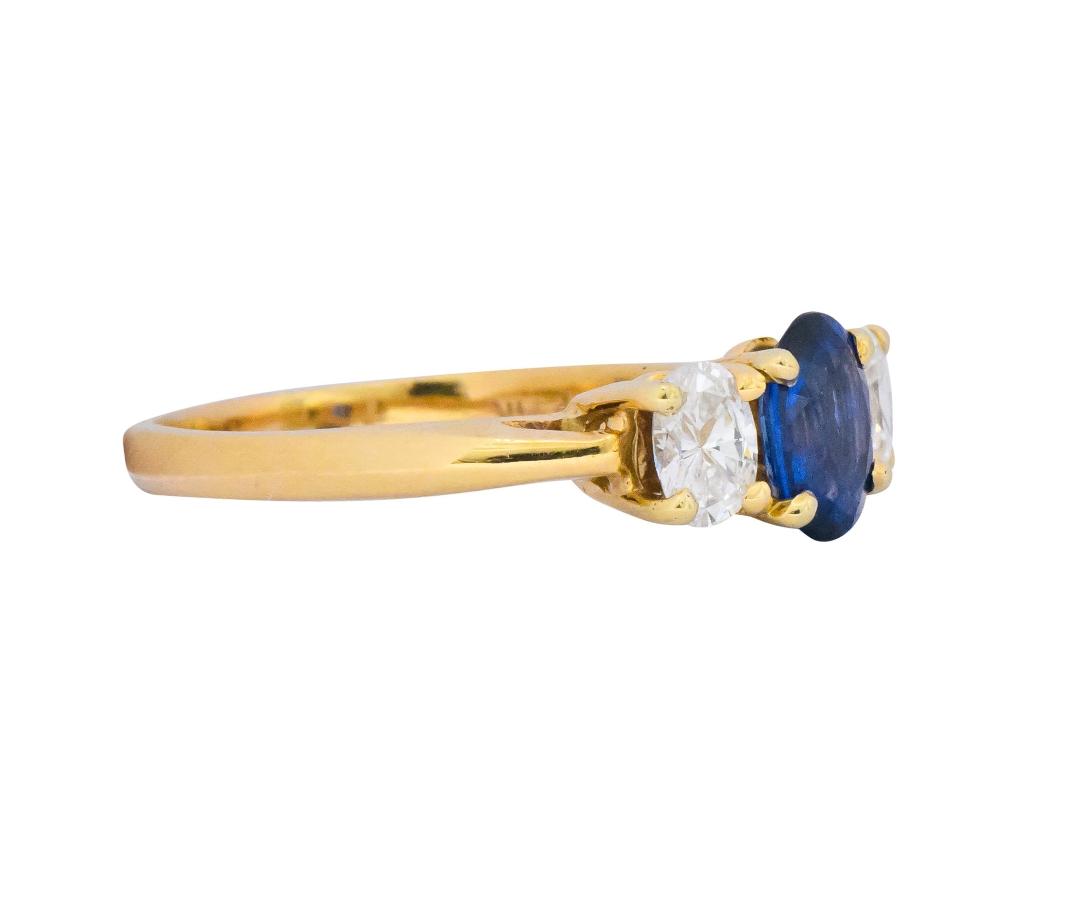 Vibrant Contemporary 1.55 CTW Sapphire Diamond 14 Karat Gold Ring Wilson's Estate Jewelry