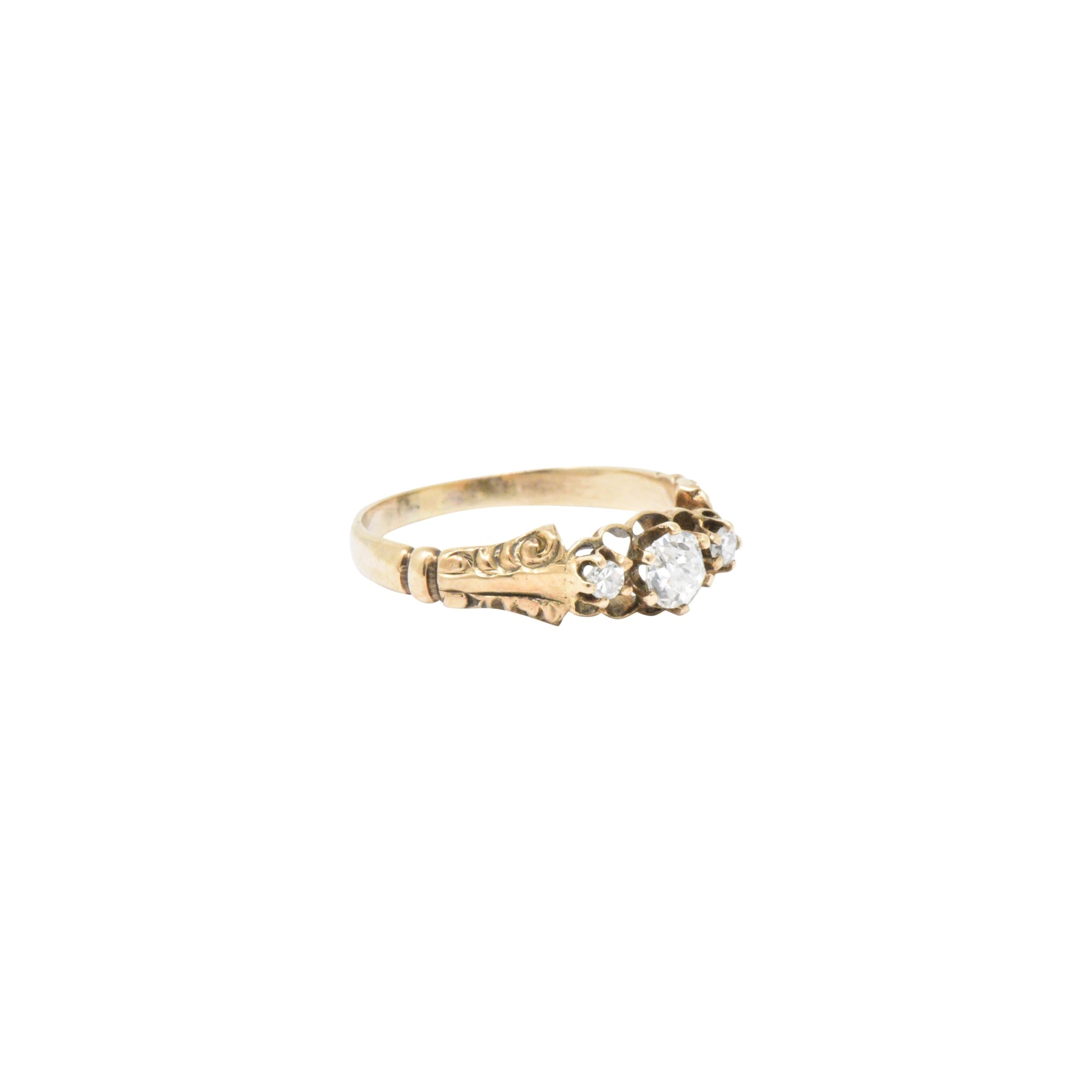 Victorian 0.29 CTW Diamond & 14K Yellow Gold Engagement Ring Wilson's Estate Jewelry