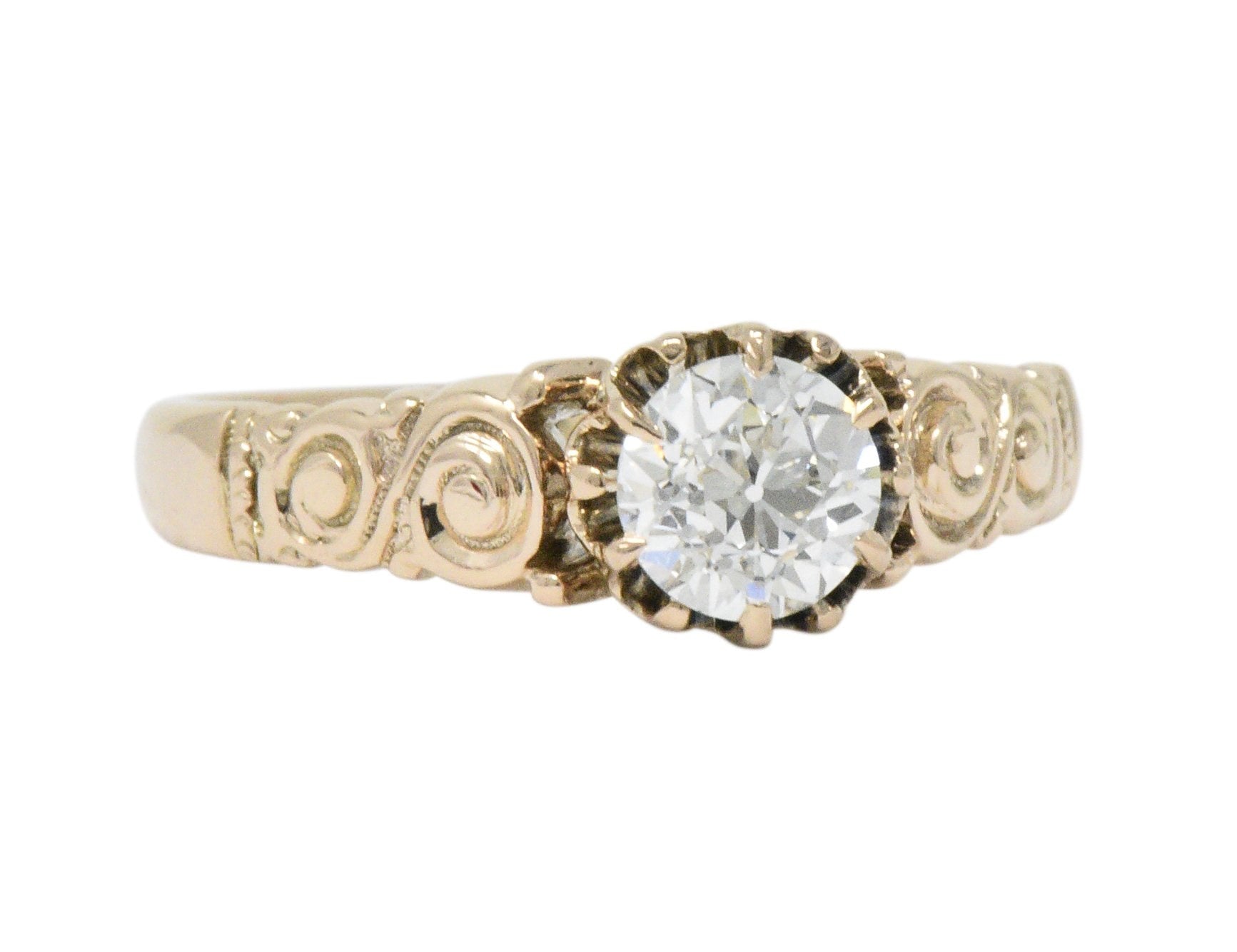 Victorian 0.57 CTW Diamond 14 Karat Rose Gold Engagement Ring GIA Wilson's Estate Jewelry