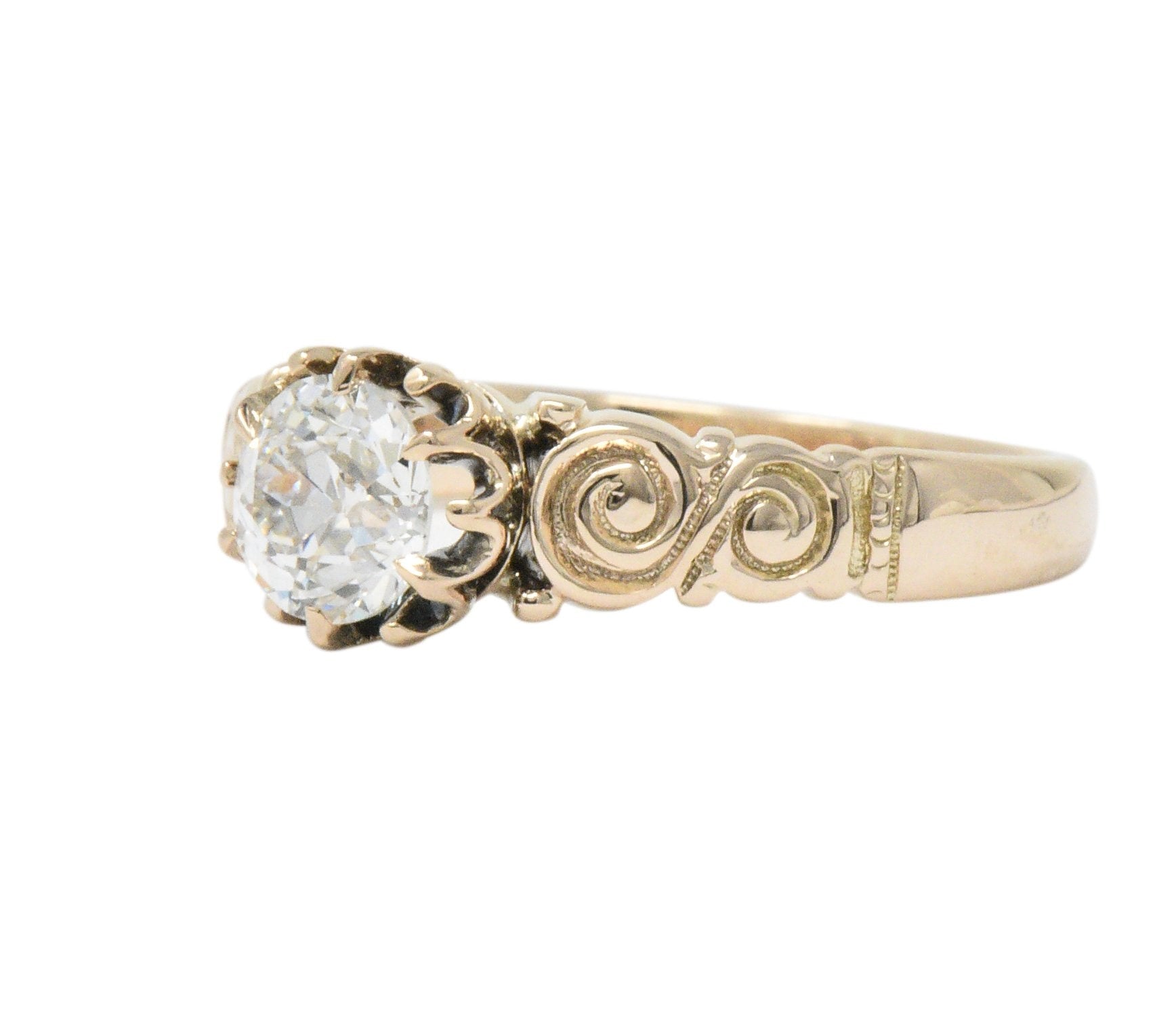Victorian 0.57 CTW Diamond 14 Karat Rose Gold Engagement Ring GIA Wilson's Estate Jewelry