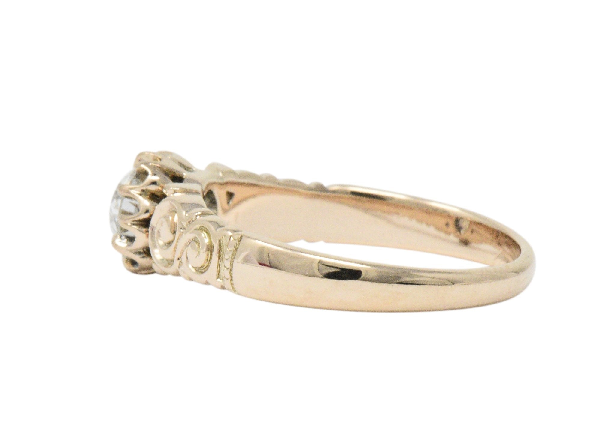 Victorian 0.57 CTW Diamond 14 Karat Rose Gold Engagement Ring GIA Wilson's Estate Jewelry