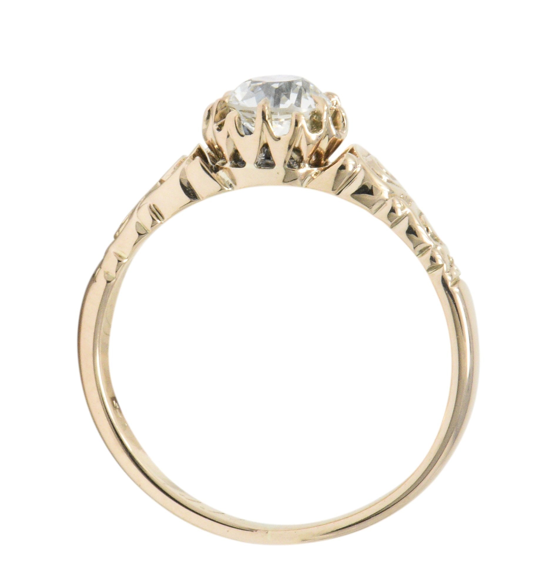 Victorian 0.57 CTW Diamond 14 Karat Rose Gold Engagement Ring GIA Wilson's Estate Jewelry