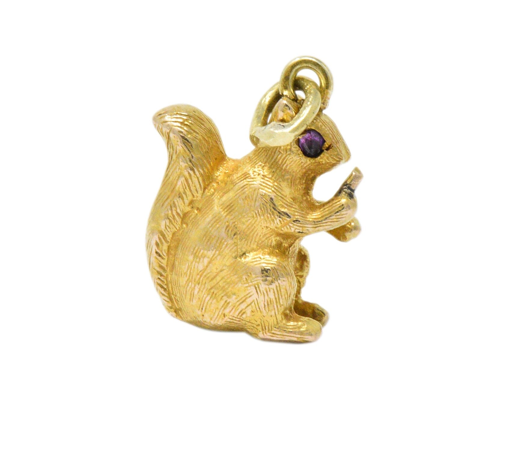 Victorian 18 Karat Gold Ruby Squirrel Charm Wilson's Estate Jewelry