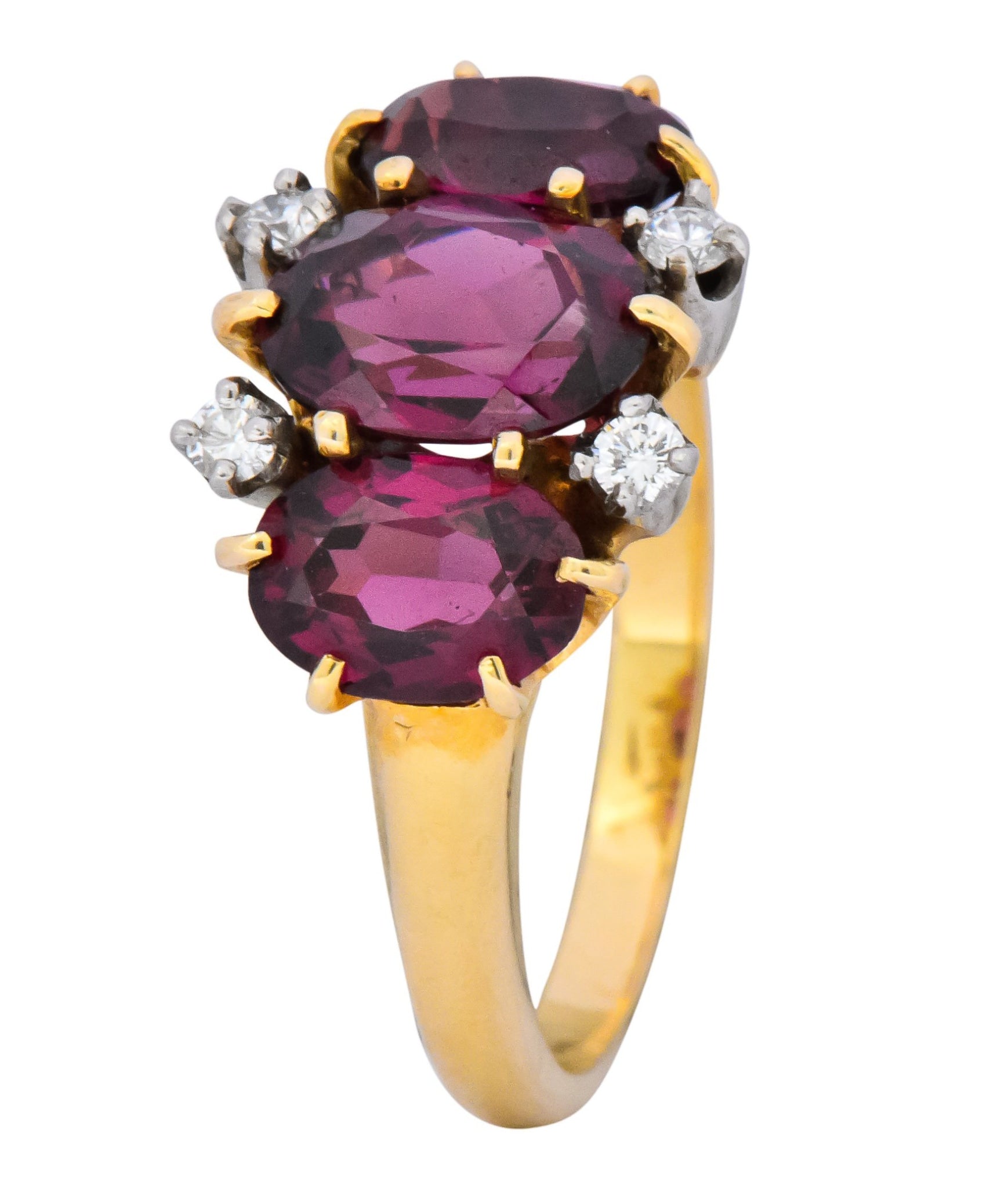 Victorian 3.09 CTW Rhodolite Garnet Diamond 14 Karat Two-Tone Gold Ring - Wilson's Estate Jewelry