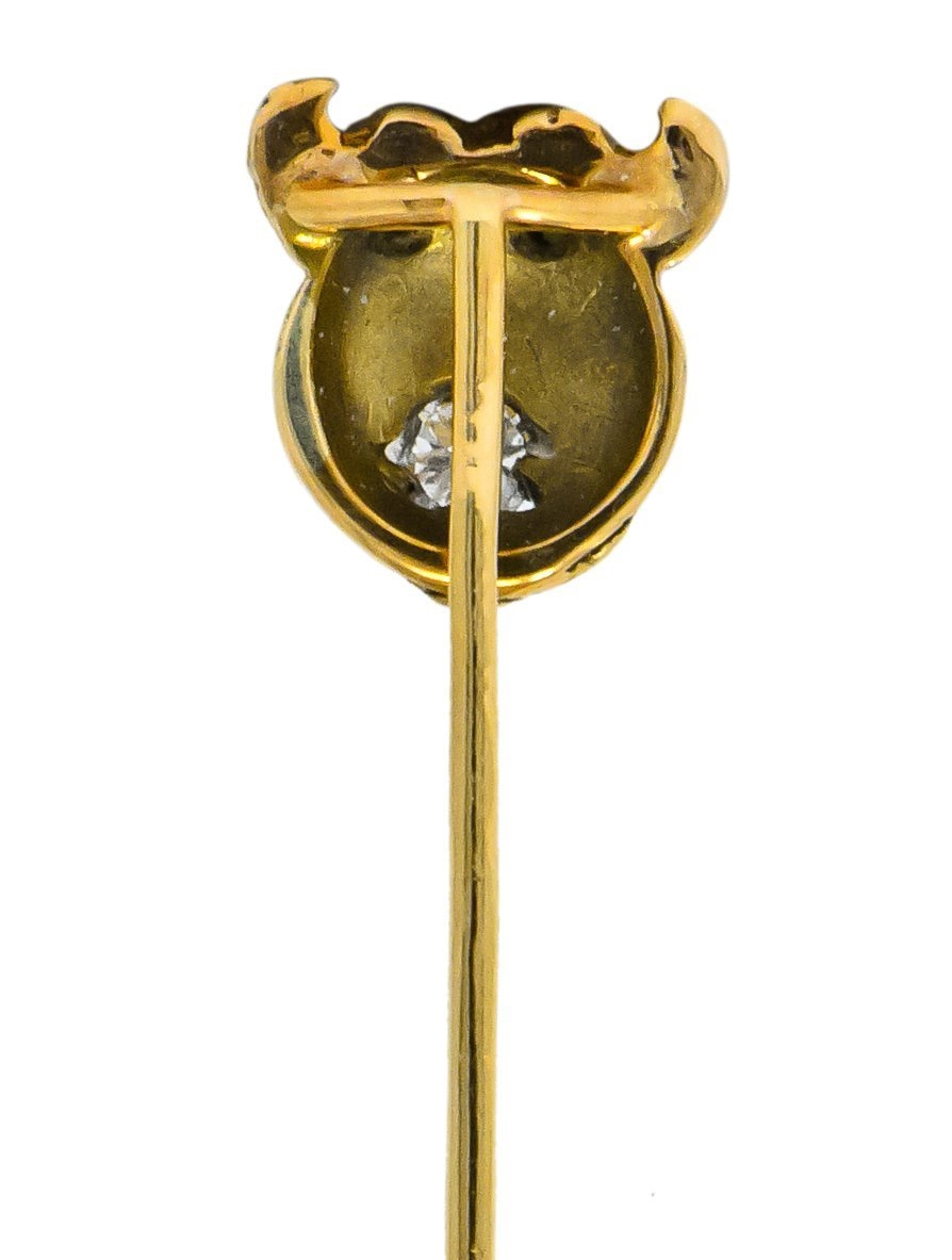 Victorian Diamond Demantoid Garnet 14 Karat Gargoyle Stickpin - Wilson's Estate Jewelry