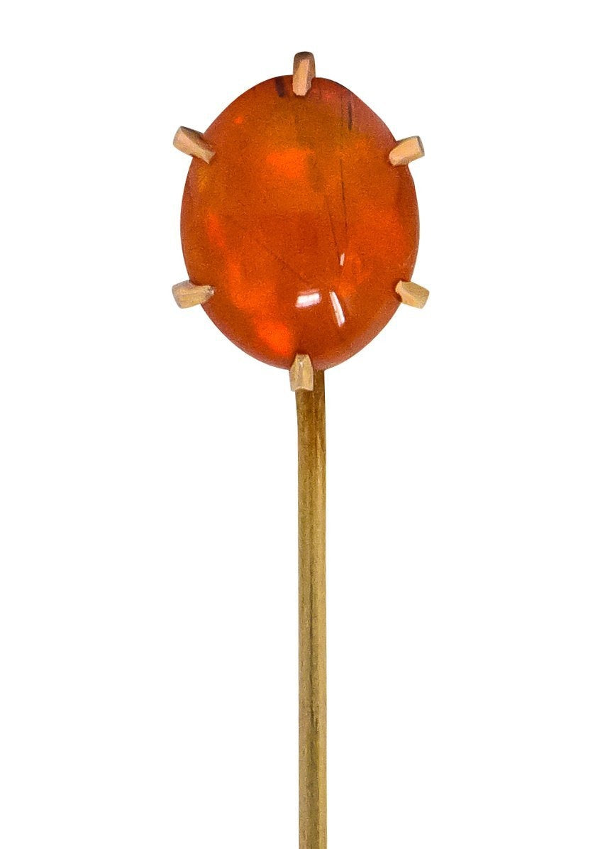 Victorian Fire Opal 14 Karat Rose Gold Stickpin - Wilson's Estate Jewelry