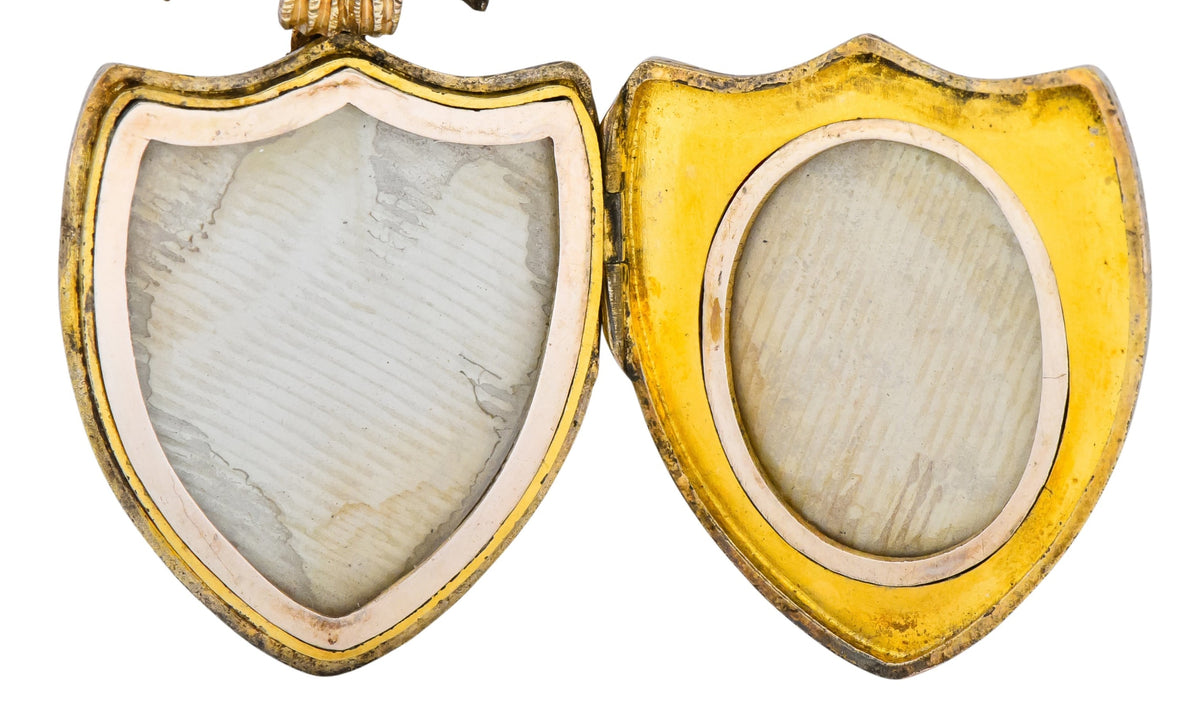 Victorian Hardstone 9 Karat Gold Eagle Shield Locket - Wilson's Estate Jewelry