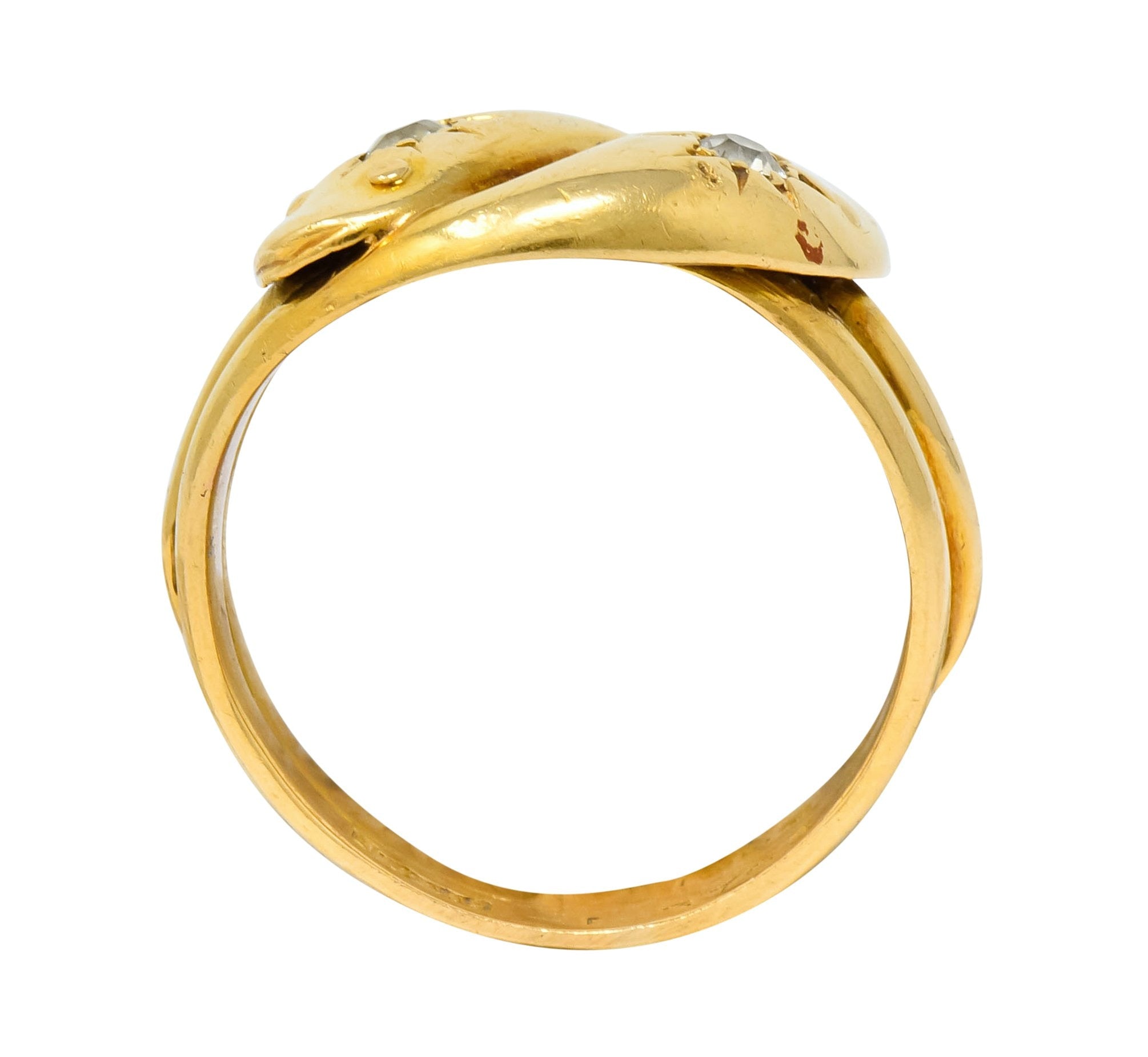 Victorian Old Mine Cut Diamond 18 Karat Gold British Snake Band Ring - Wilson's Estate Jewelry