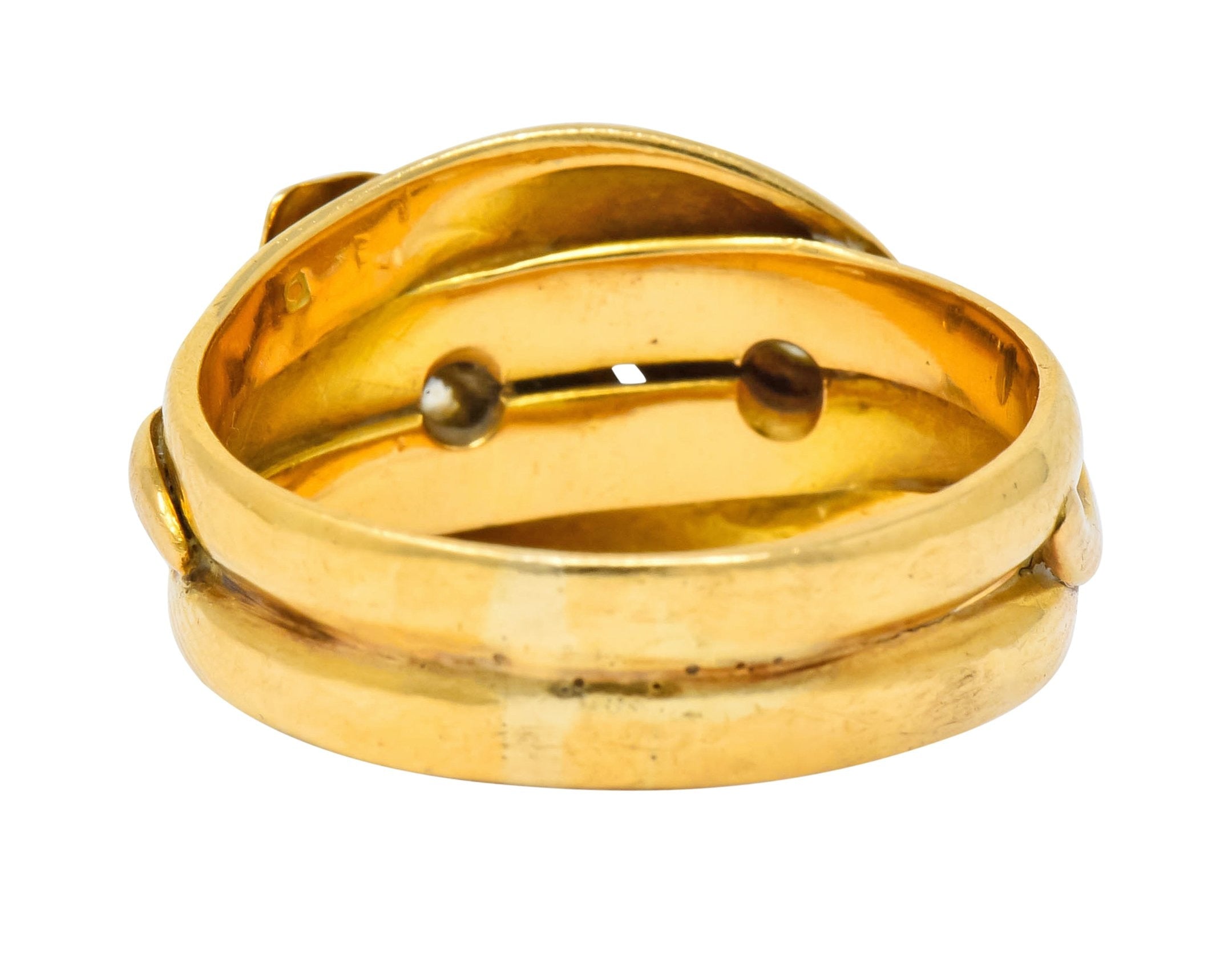 Victorian Old Mine Cut Diamond 18 Karat Gold British Snake Band Ring - Wilson's Estate Jewelry