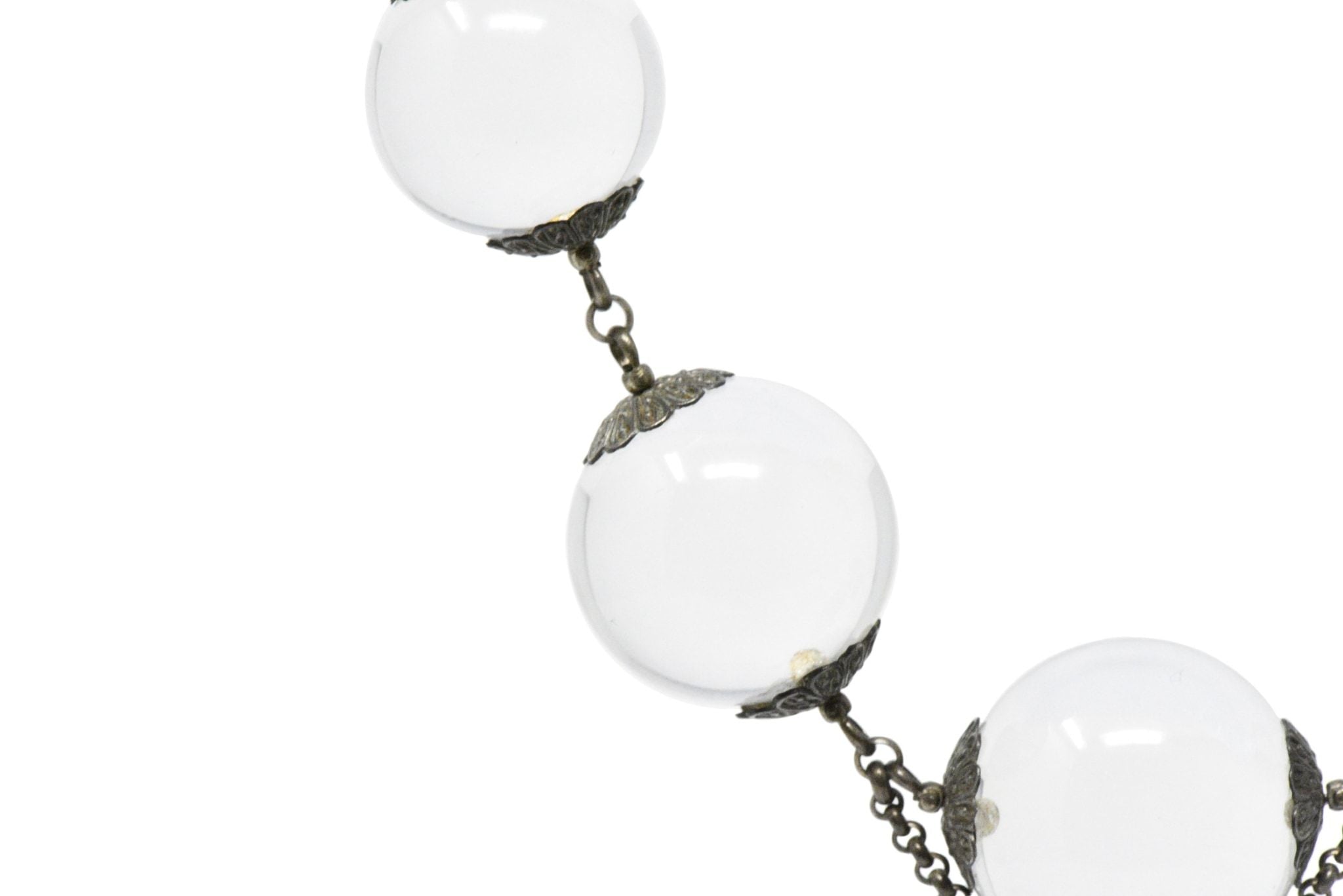 Victorian "Pools Of Light" Crystal & Silver Drop Necklace Circa 1880 Wilson's Estate Jewelry