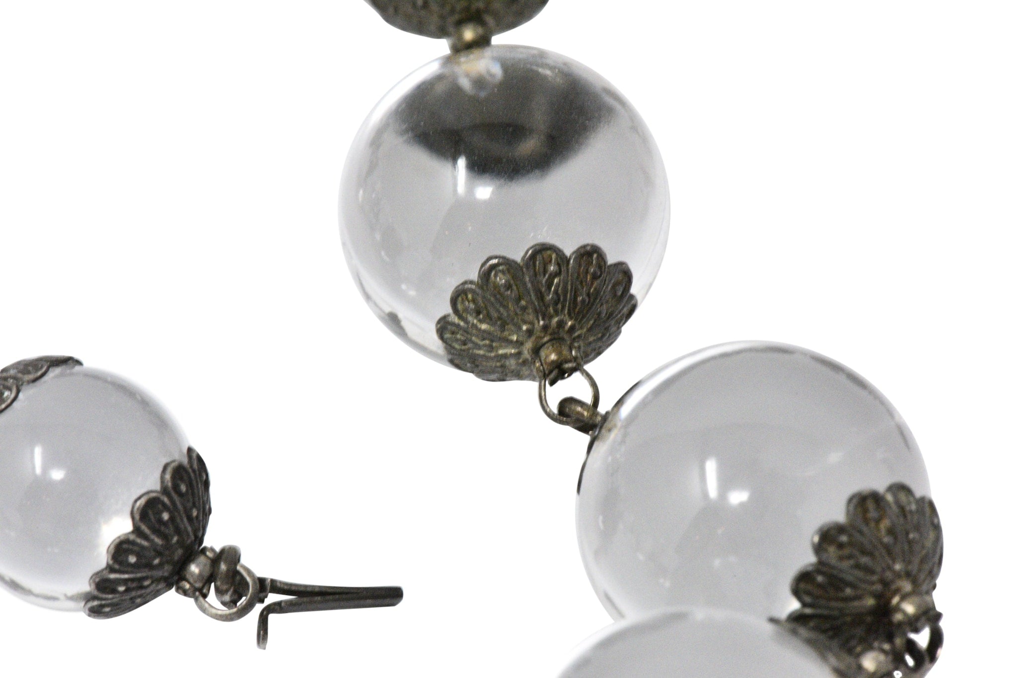 Victorian "Pools Of Light" Crystal & Silver Drop Necklace Circa 1880 Wilson's Estate Jewelry